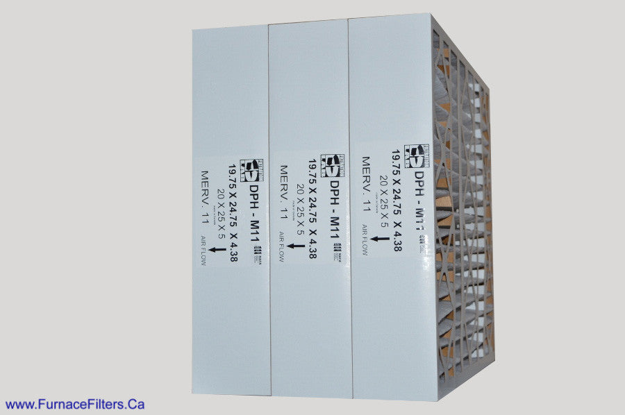20x25x5 MERV 11 Furnace Air Filter - 3 Pack | Actual Size 19.75
