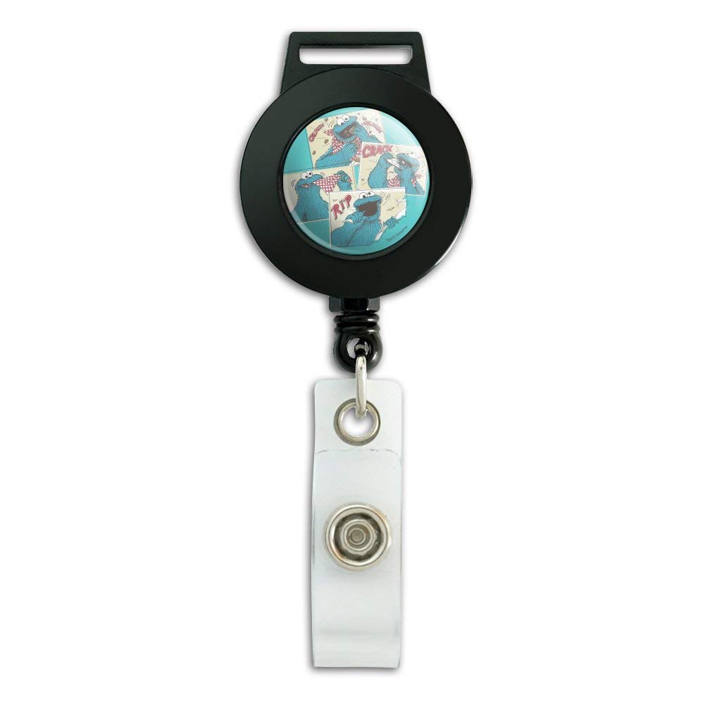 Sesame Street Cookie Monster Comic Lanyard Retractable Reel Badge ID Card Holder - Fun & Durable for Teachers, Nurses, Conventions & Office Professionals