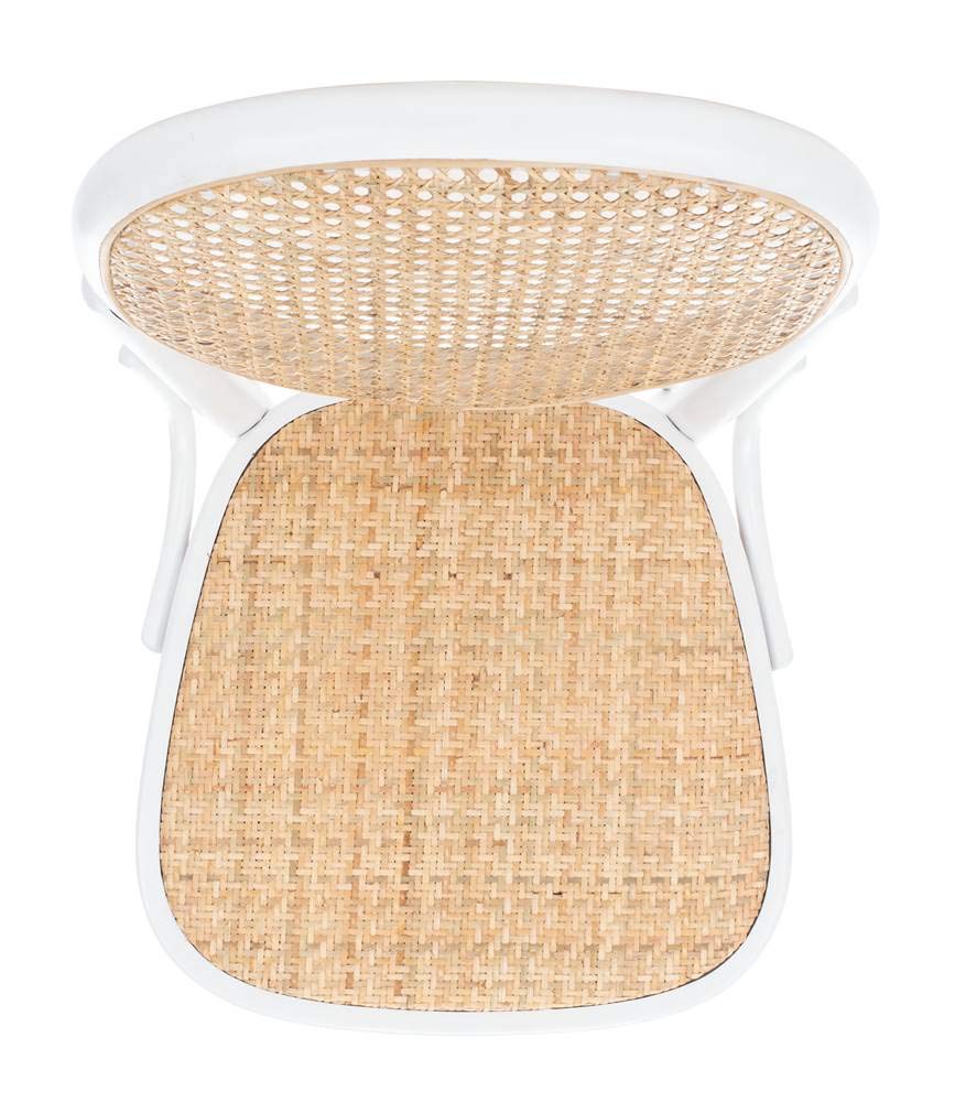 Safavieh Sonia White & Natural Cane Dining Chairs Set of 2 - Modern Farmhouse Kitchen & Breakfast Nook Seating for Dining Room, Patio or Outdoor Entertaining