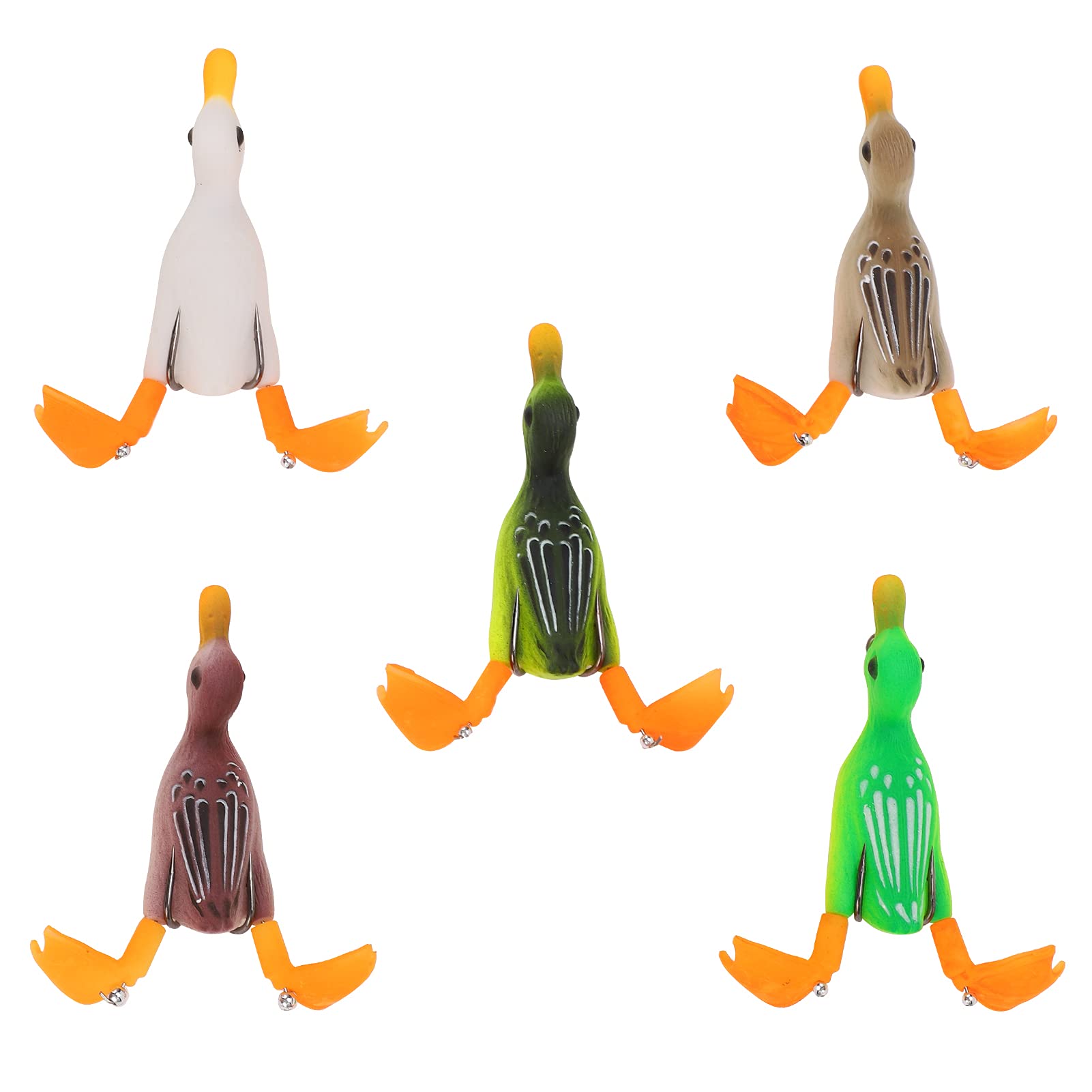 Topwater Duck Fishing Lures for Bass - 5pcs Vivid Duck Lures for Freshwater & Saltwater - Realistic Duck Decoys for Bass, Pike, and Trout Fishing - Perfect for Early Morning or Late Evening Fishing Trips