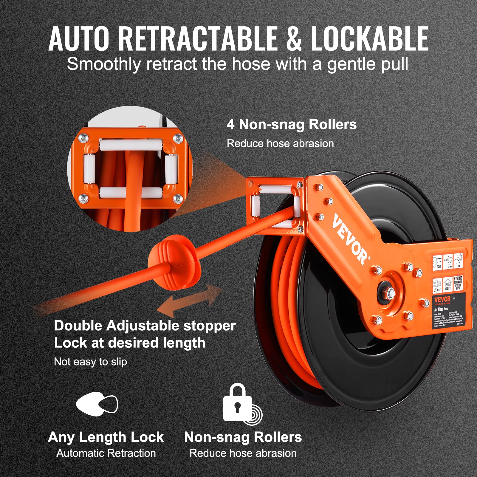 VEVOR Retractable Air Hose Reel 3/8