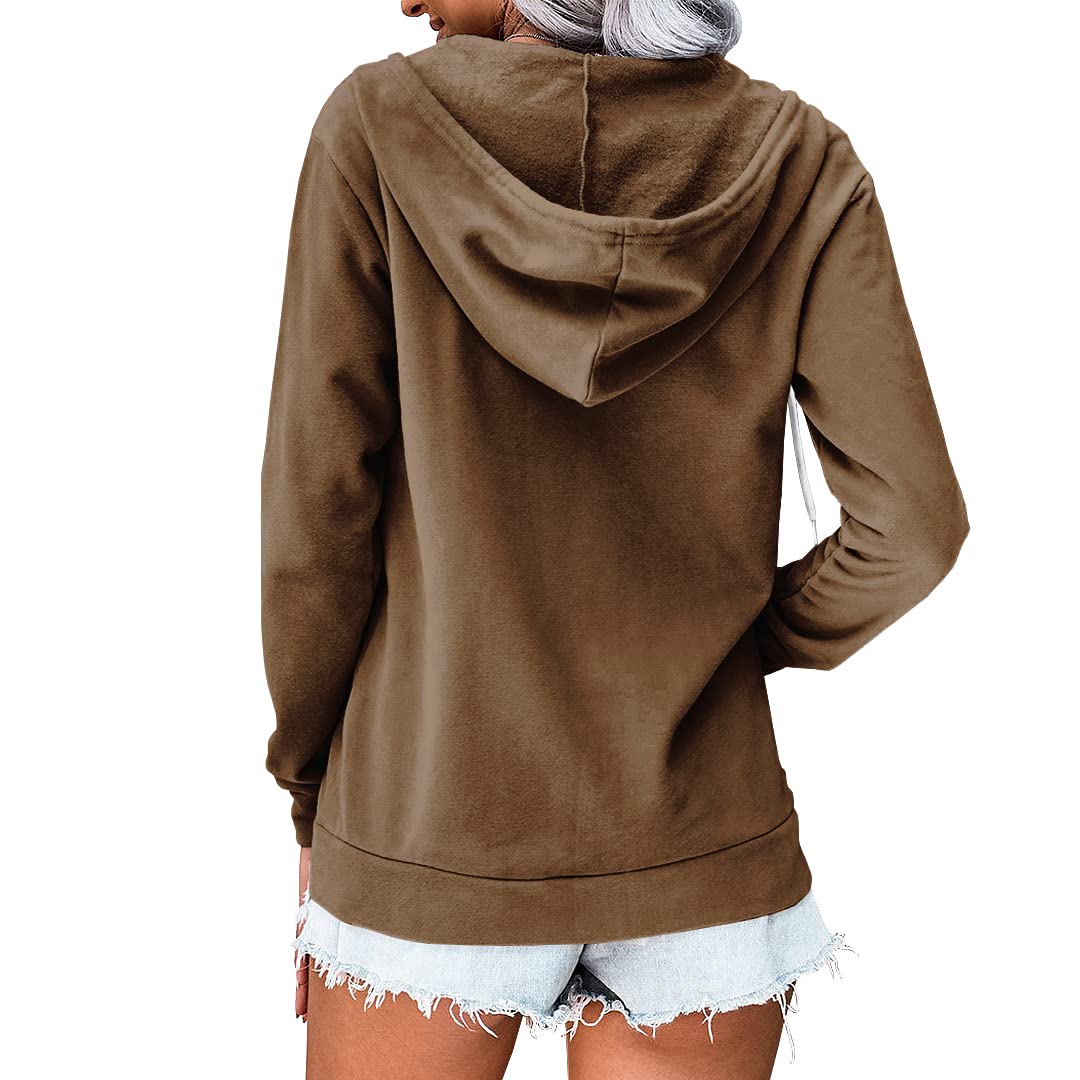 Necooer Women's Plain Zipper Hoodie Jacket with Pockets - Casual Pullover Sweatshirt for Everyday Wear, Gym, and Outdoor Activities