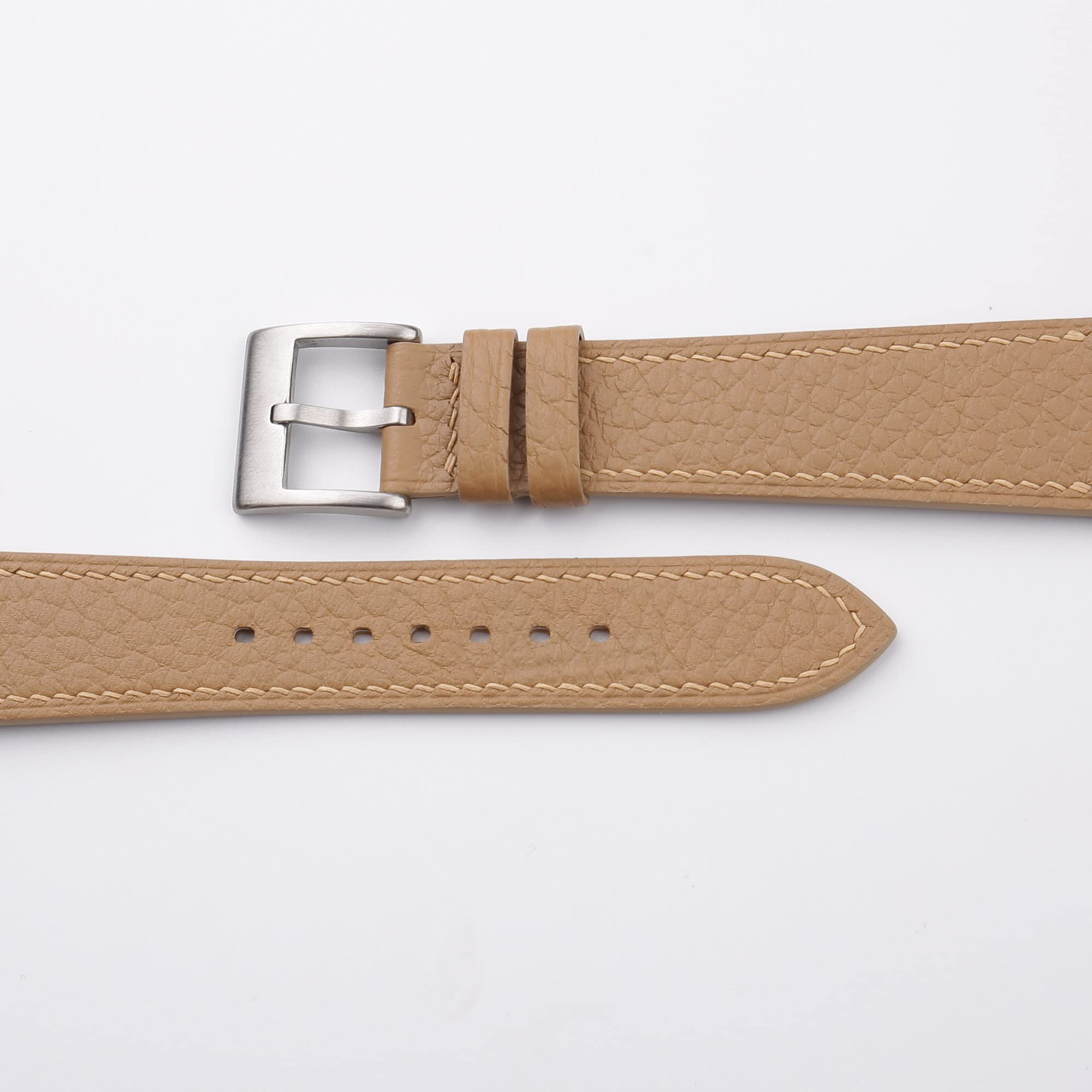 Handmade Calfskin Togo Leather Watch Strap - Quick Release Leather Watch Band 16mm 18mm 19mm 20mm 22mm 23mm for Men & Women (Beige) | Premium Replacement Watch Band for Apple Watch, Rolex & More | Dress & Casual Wear