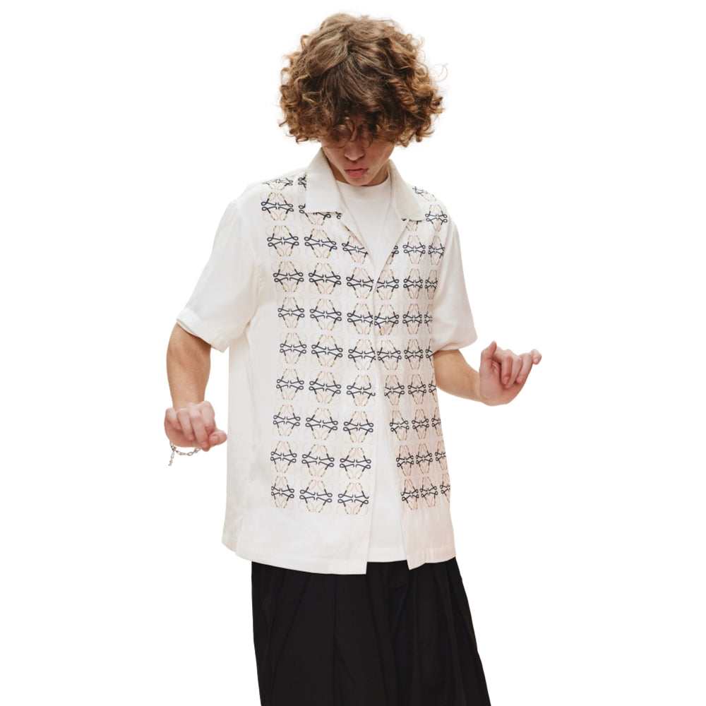 Ori Frederiqo Loewe Logo Shirt for Men - Premium White Cotton T-Shirt with Branded Design (Oricfwofp24206Wt) - Casual Wear, Street Style & Everyday Outfits