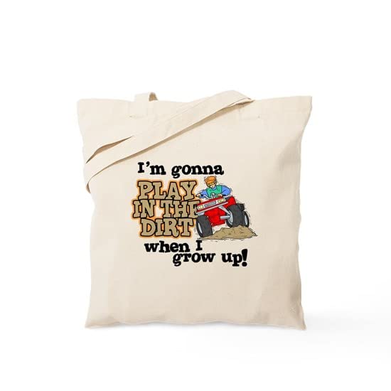 Play In The Dirt Natural Canvas Tote Bag - Eco-Friendly Reusable Shopping Bag for Groceries, Beach & Farmers Market