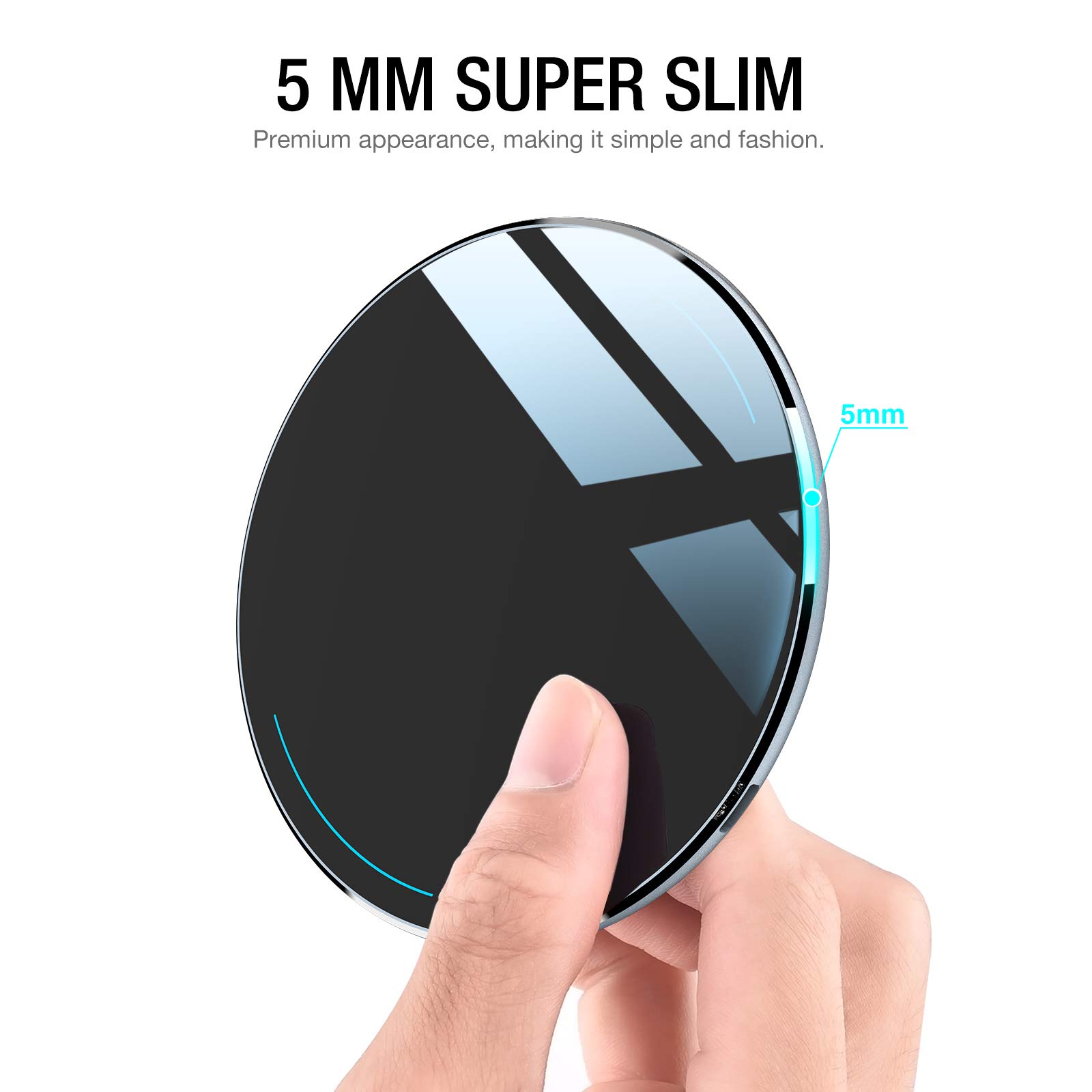 TOZO 2025 Upgraded 15W Max Fast Wireless Charging Pad - Qi-Certified for iPhone 16/16 Plus/16 Pro Max/15/14/13/SE/12, Samsung Galaxy S24/S23/S22 Series - Perfect for Home, Office & Car (No AC Adapter Included)
