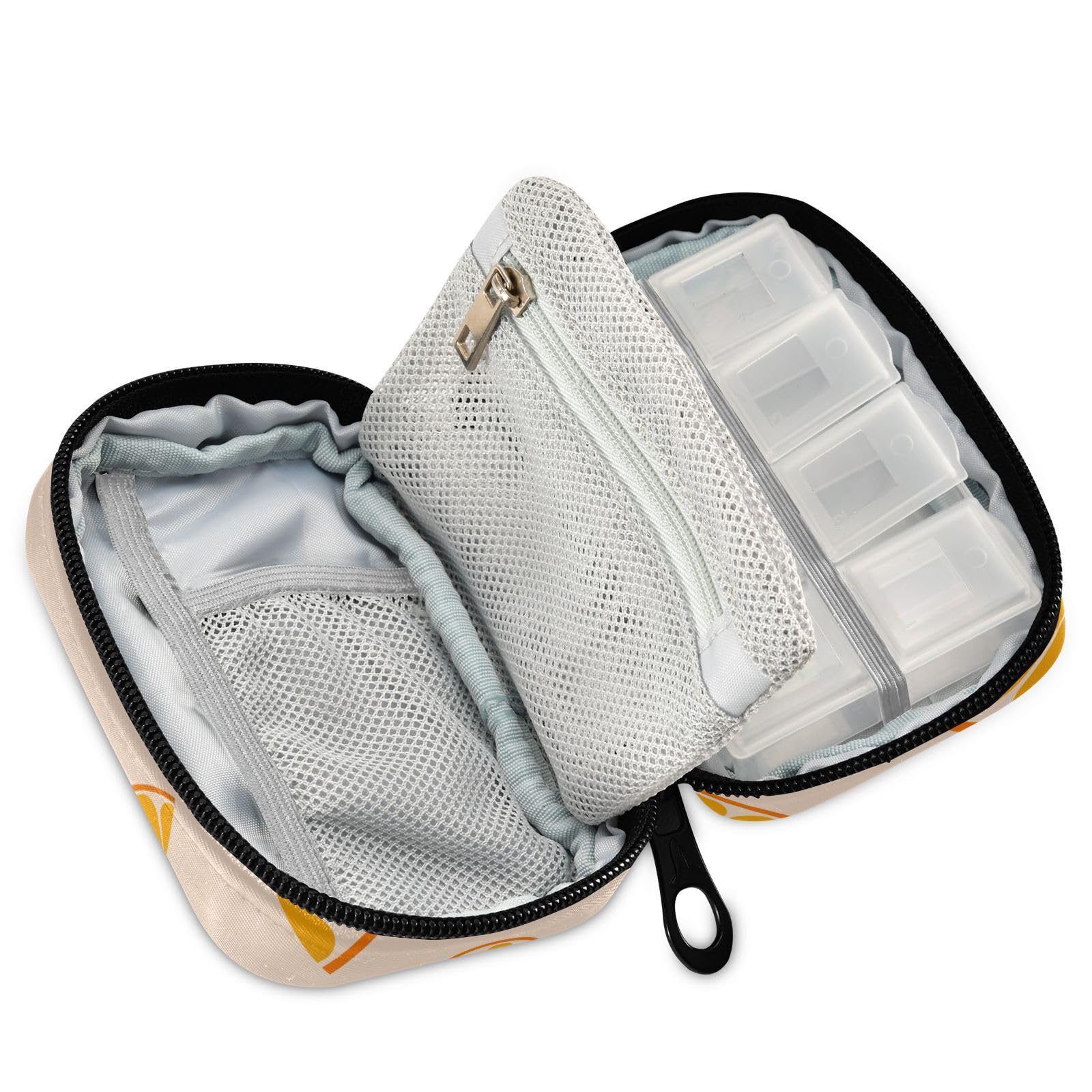 Portable Lemon-Shaped Pill Organizer - Daily Vitamin & Medicine Storage Case with Twill Fabric - Perfect for Travel, Home, and Office Use