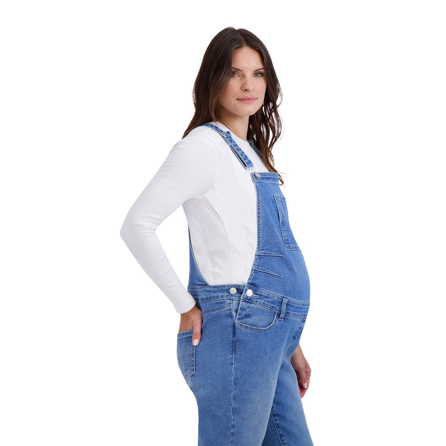 Savi Parker Women’s Maternity Overalls - Comfortable Denim Bib Straight Leg Jumpsuit for Pregnant Women | Casual Outfit for Pregnancy, Nursing, and Everyday Wear