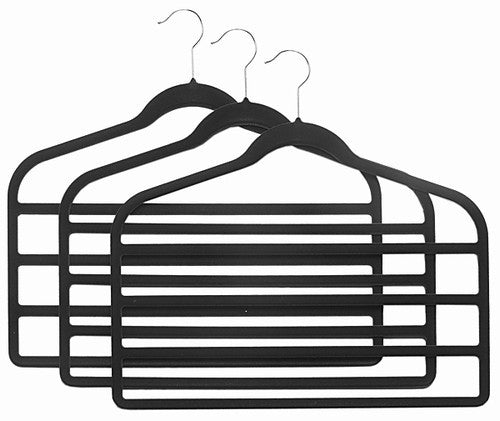 Slim Black Multi-Purpose Clothes Hanger for Pants, Skirts & Trousers - Space-Saving Closet Organizer for Home & Travel