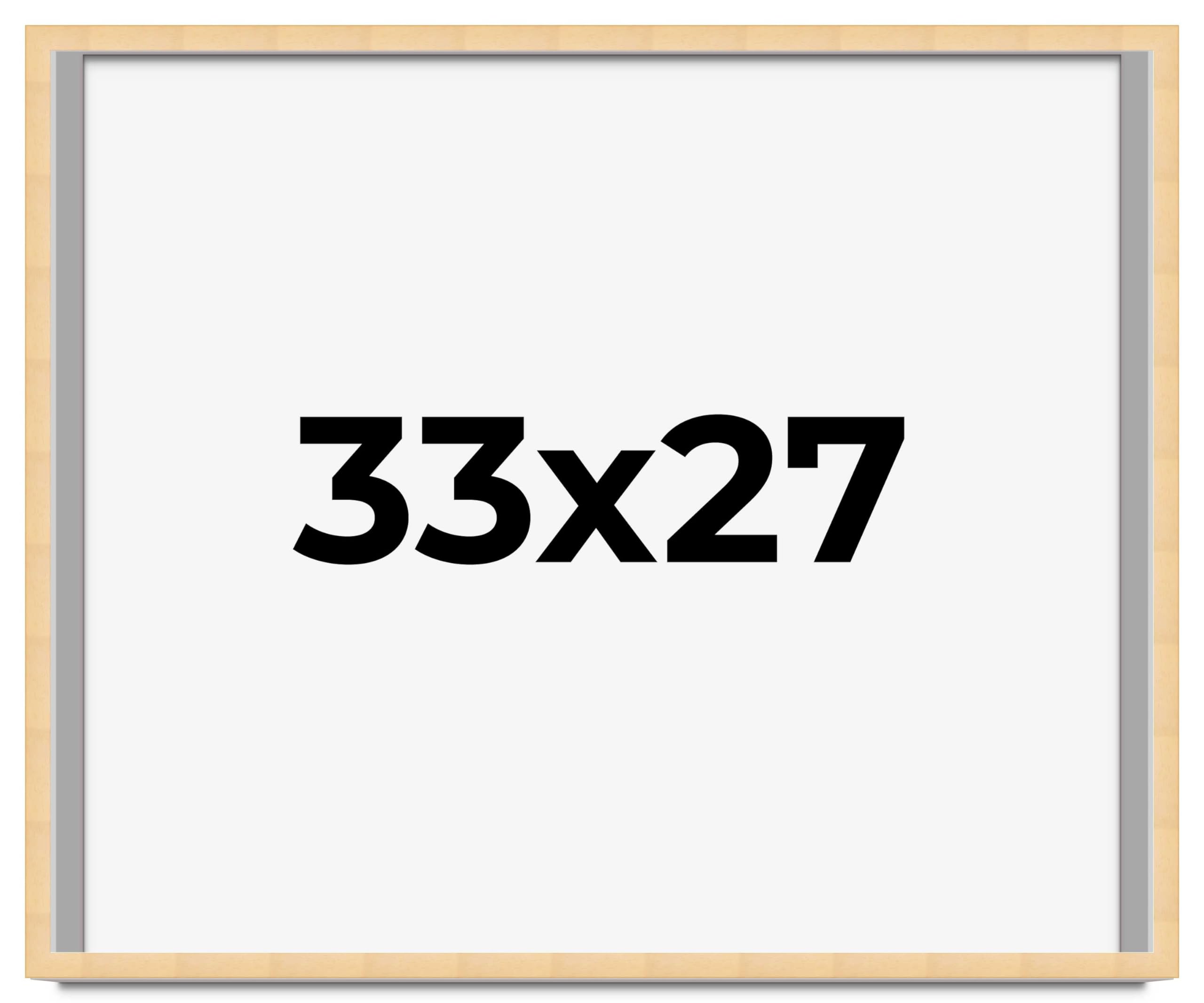 CountryArtHouse 33x27 Inch Natural Wood Picture Frame - 0.75 Inch Moulding Width with UV Acrylic Plexiglass, Foam Board Backing & Hanging Hardware - Perfect for Wall Art, Family Photos, and Home Decor