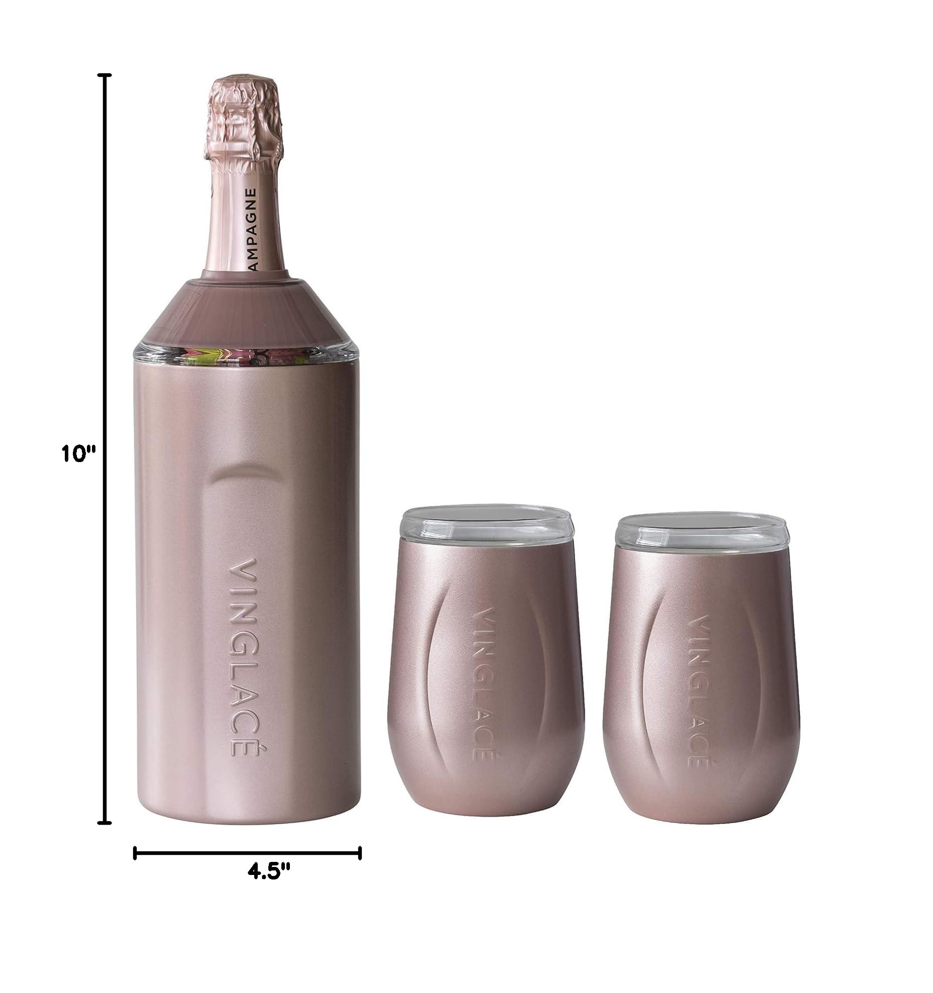 Vinglacé Personalized Wine & Champagne Bottle Chiller - Custom Engraved Gift for Wine Lovers (Rose Gold) | Perfect for Weddings, Anniversaries & Holiday Gifts