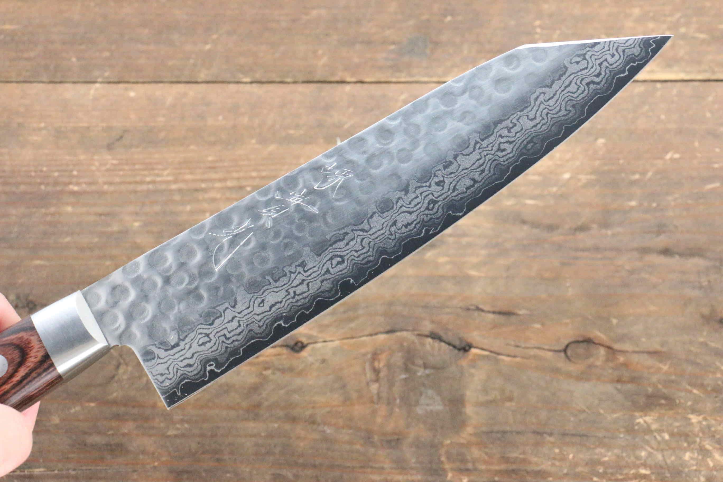 Premium Jikko VG10 17-Layer Kiritsuke Santoku Knife 170mm - Japanese Damascus Steel with Mahogany Handle - Perfect for Sushi, Vegetables & Meat Slicing