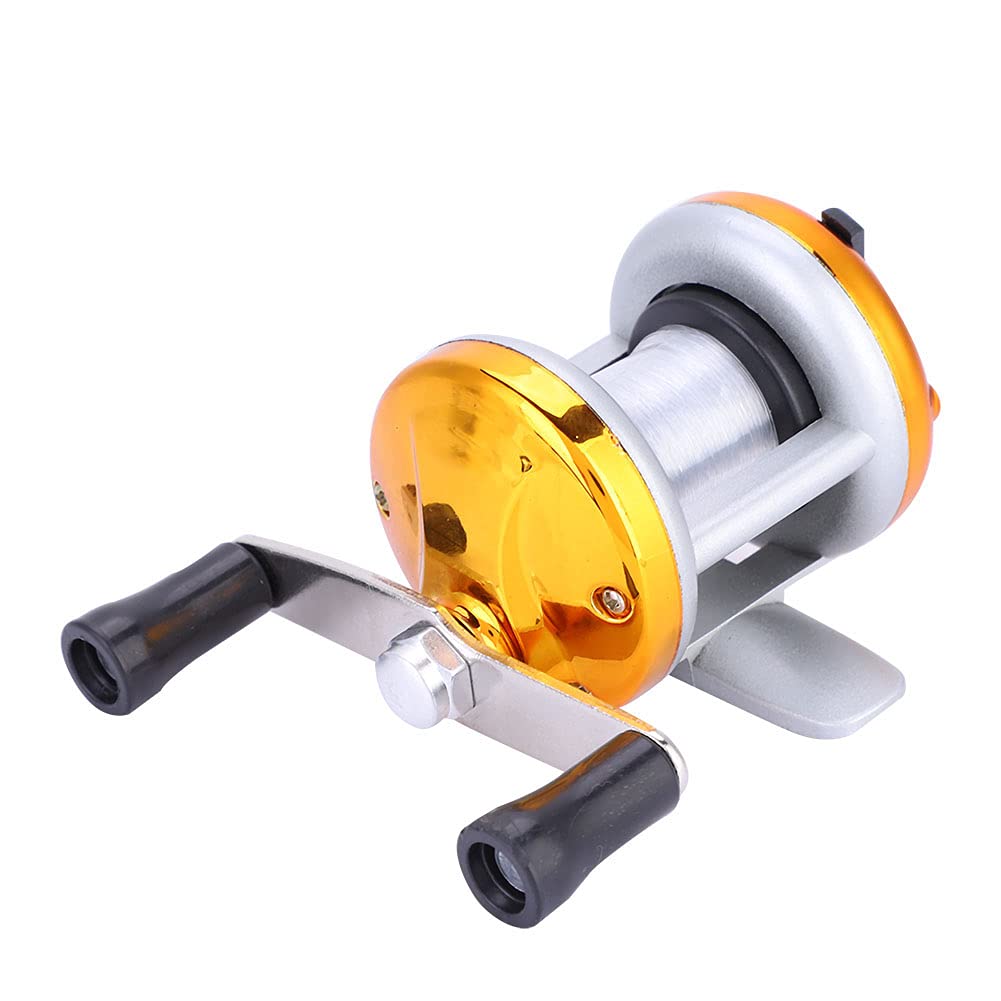 Premium Golden Ice Fishing Reel - Heavy Duty Trolling Wheel with Wire for Winter Ice Fishing | Ideal for Ice Anglers & Cold Weather Fishing Adventures