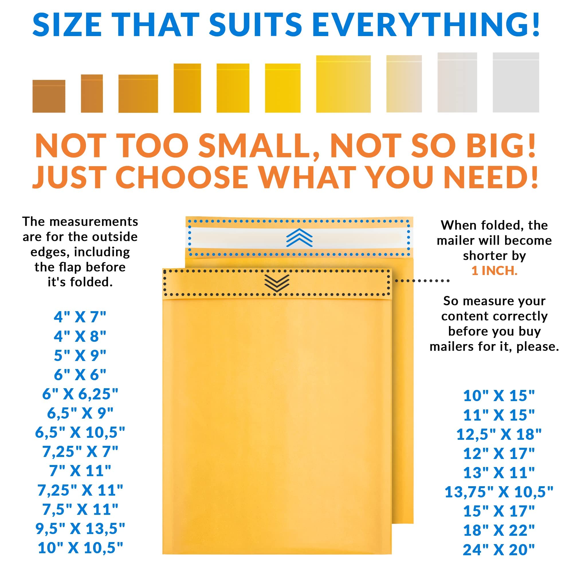 ABC Gold Kraft Bubble Mailer Envelopes 12.5x18 Inch - 100 Pack Self Seal Padded Shipping Envelopes | Water-Resistant & Opaque Kraft Mailers for Jewelry, Cosmetics, Small Business Shipping & Ecommerce Packaging
