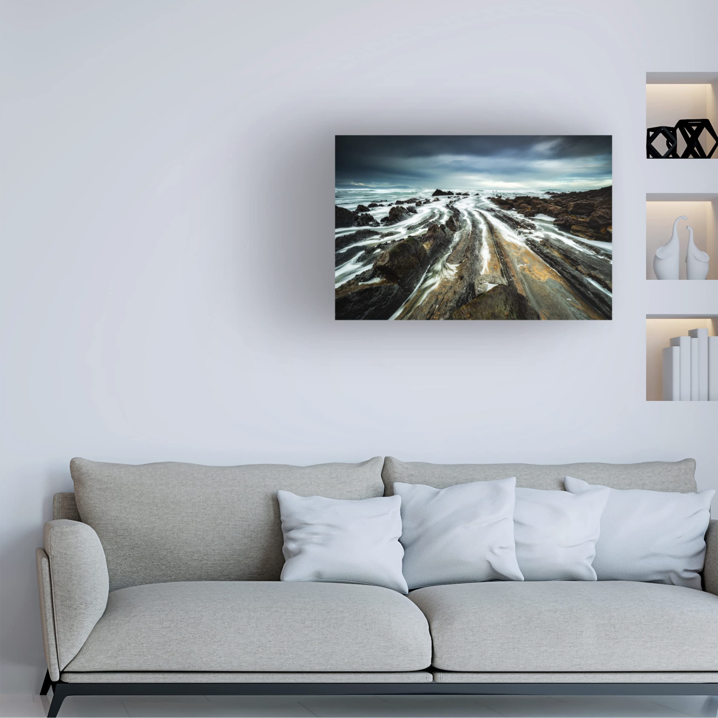 Trademark Fine Art 'Dragon Skin Beach' Canvas Wall Art by Andrei Ionut Dascalu - Stunning Coastal Landscape Painting for Living Room, Bedroom & Office Decor