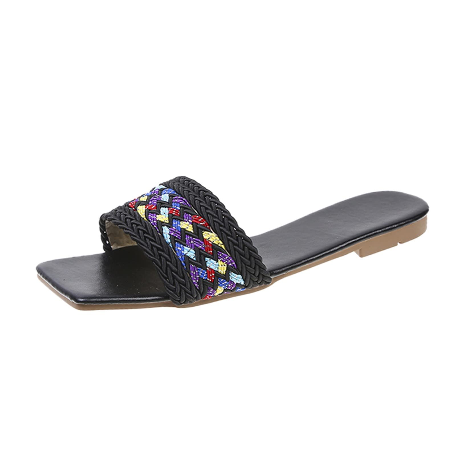 Women's Cotton Slippers for Indoor Use - Breathable Spring & Summer House Shoes with Colorful Woven Design, Flat Bottom & Wide Sizes | Perfect for Home, Spa, Yoga & Relaxation