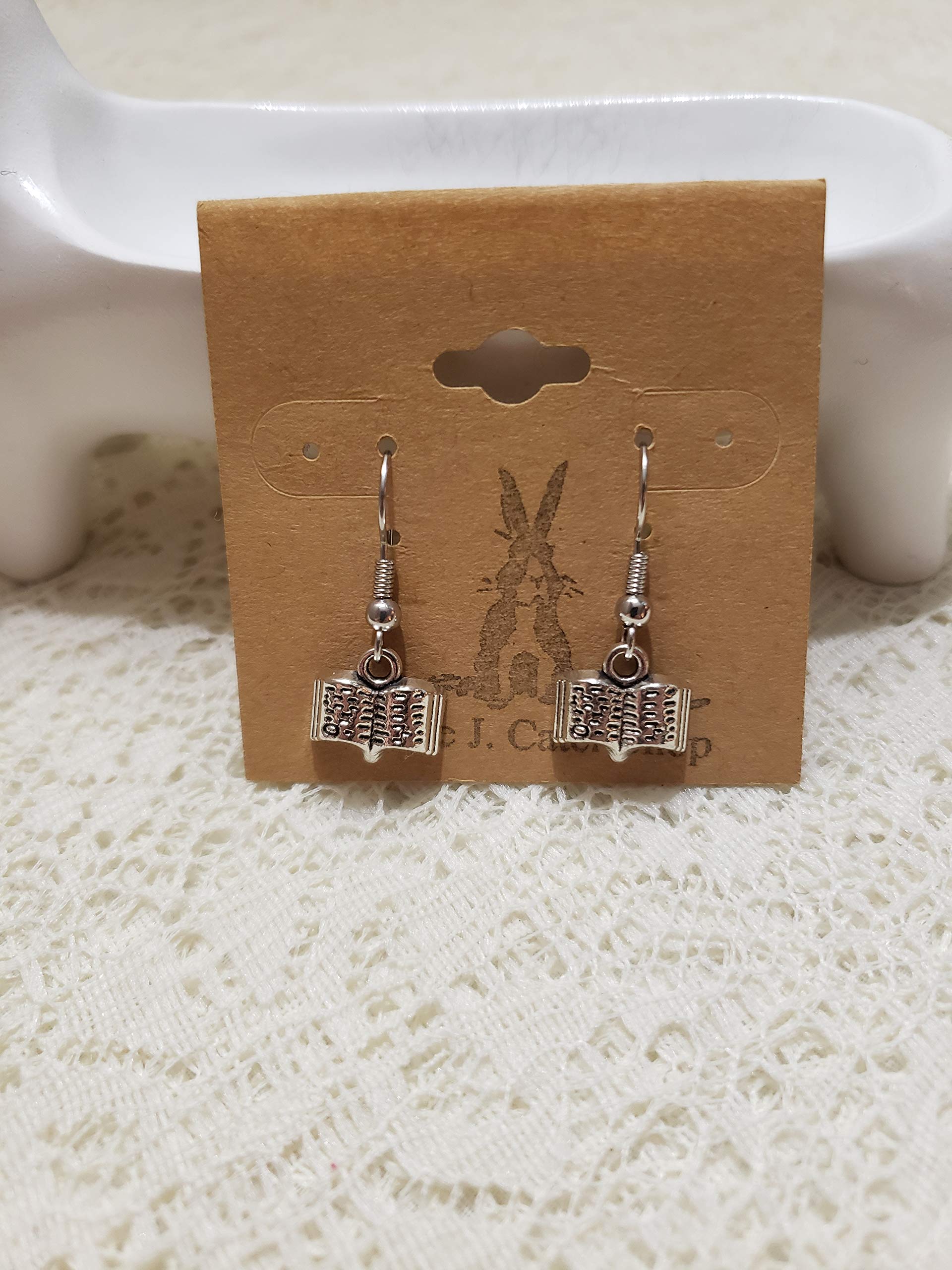 Book Dangle Earrings - Silver Book Charm Jewelry for Readers & Book Lovers - Perfect for Book Clubs, Reading Gifts & Literary Events