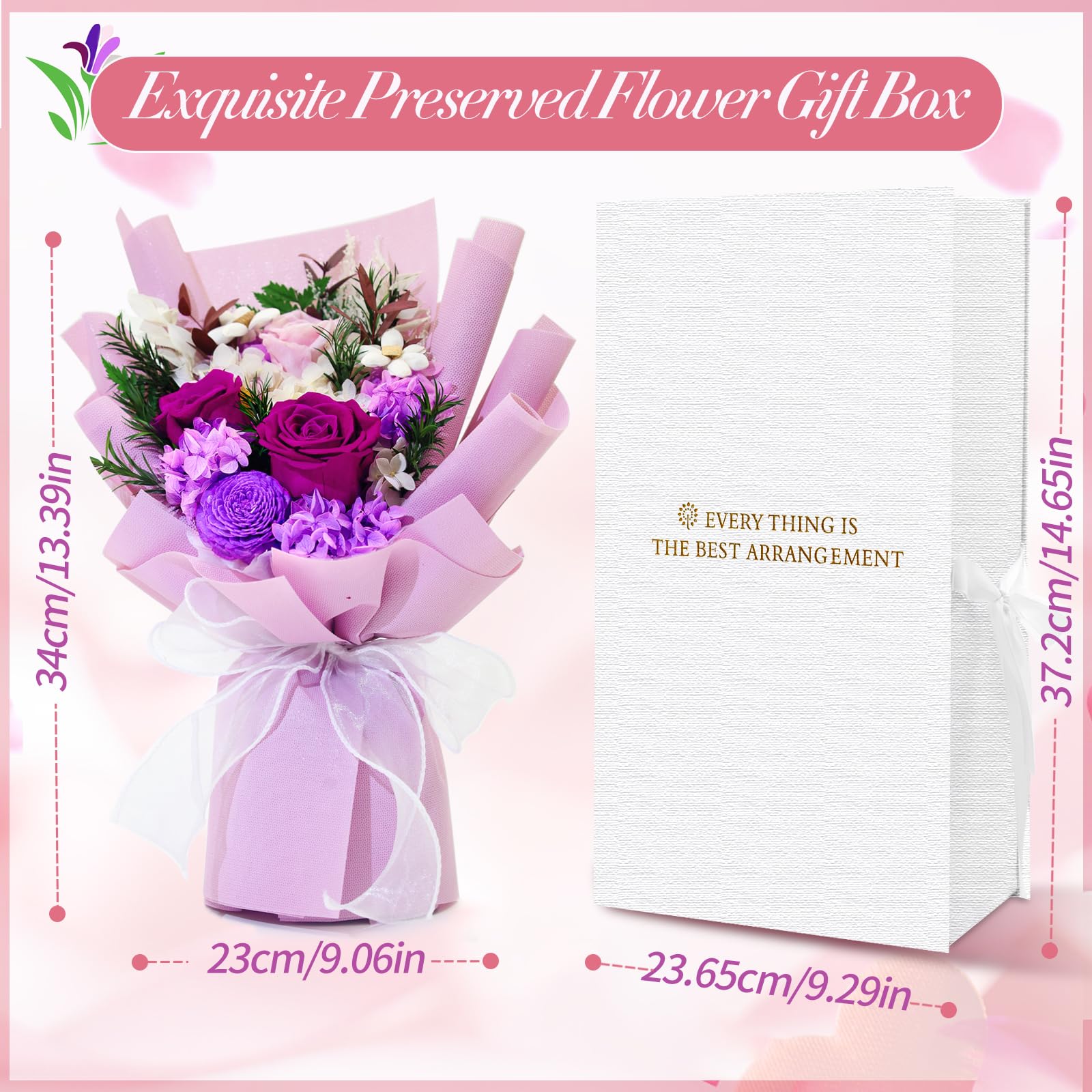 VTJMB Preserved Flower Bouquet - Long Lasting Roses for Women, Birthday & Anniversary Gifts - Perfect for Home Decor, Wedding Centerpieces & Romantic Surprises