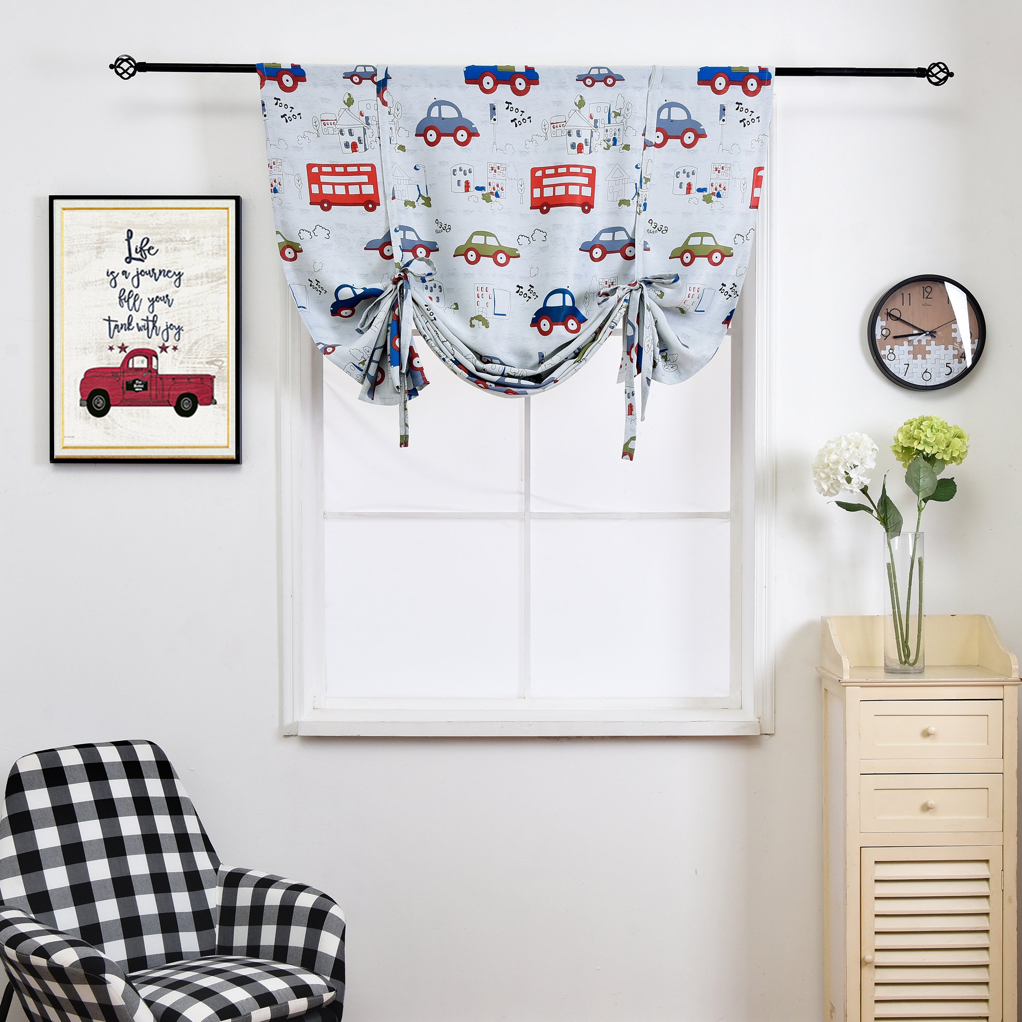 ELEOPTION Thermal Insulated Blackout Curtains for Small Windows - Car Pattern Design, 24