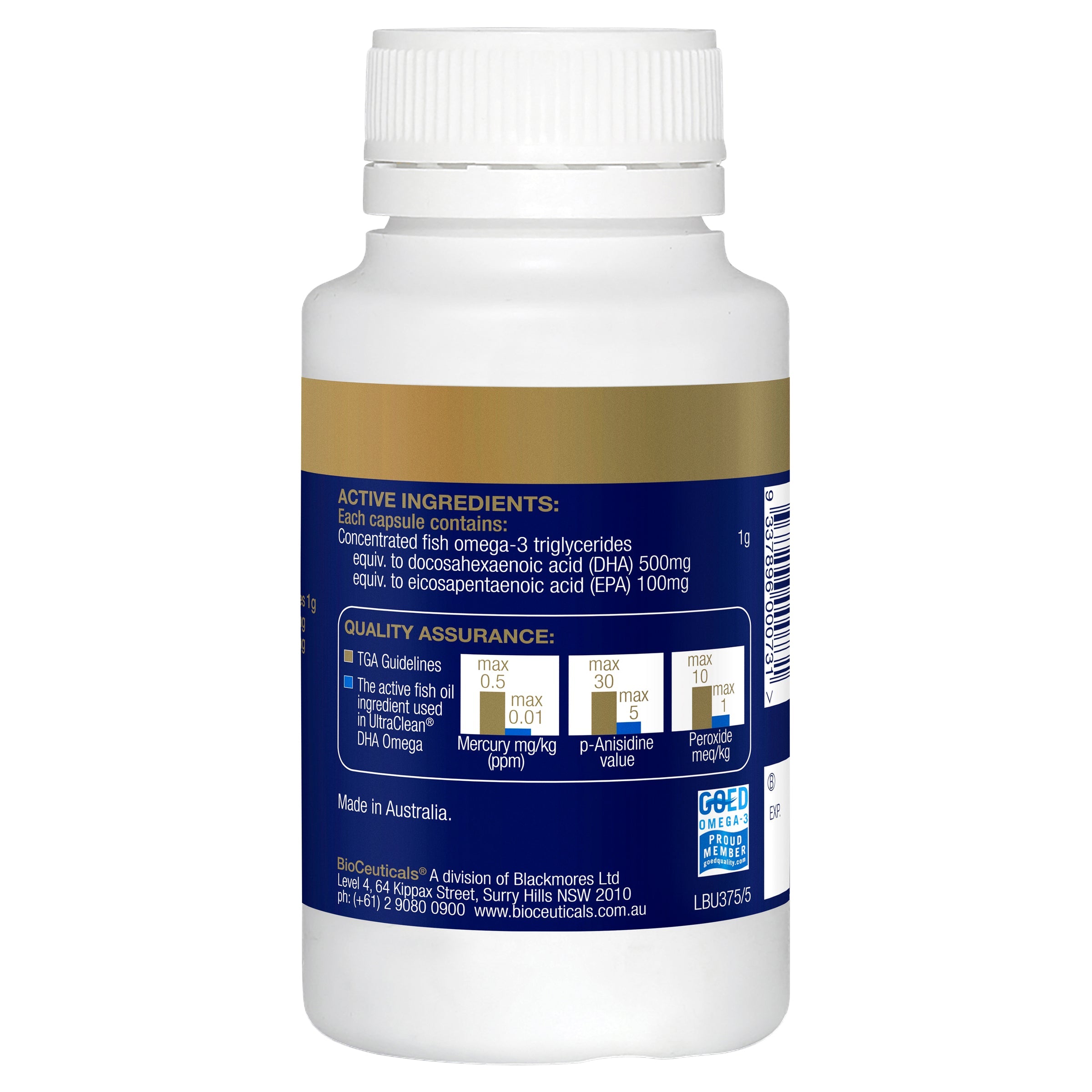 BioCeuticals UltraClean DHA Omega-3 Fish Oil Supplement - 1000mg High Strength EPA & DHA for Heart, Brain & Joint Health - Supports Cognitive Function & Cardiovascular Wellness - Perfect for Daily Health Maintenance & Active Lifestyle