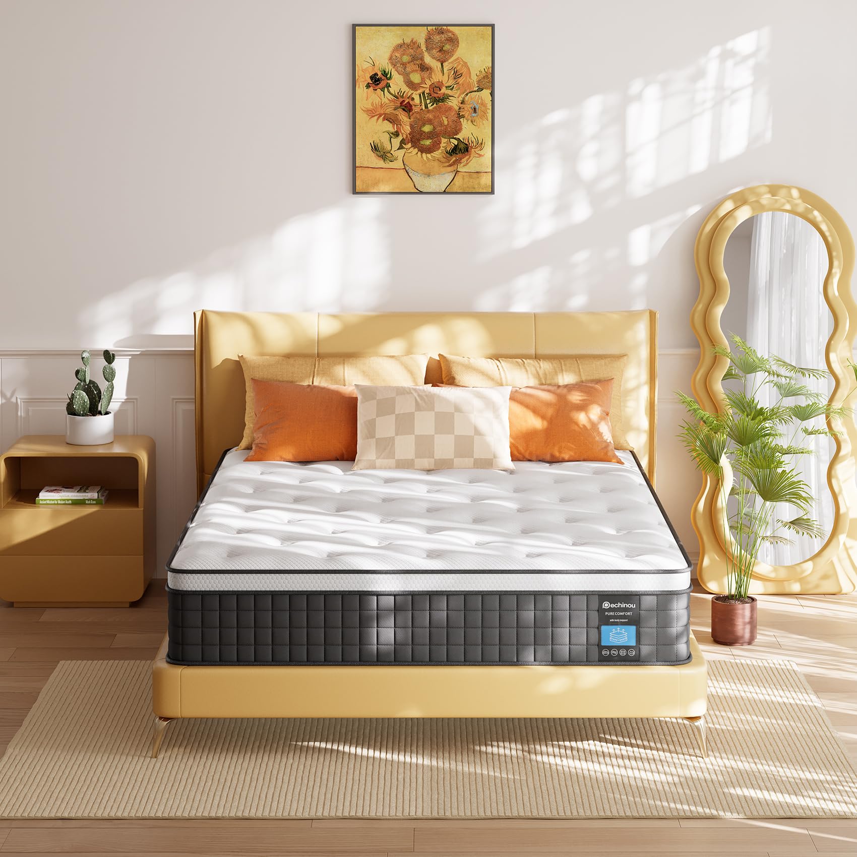 10 Inch Queen Size Hybrid Mattress in a Box - Memory Foam & Pocket Springs for Pressure Relief - Medium Firm, Cool & Breathable - CertiPUR-US Certified - Perfect for Bedrooms, Guest Rooms & Apartments