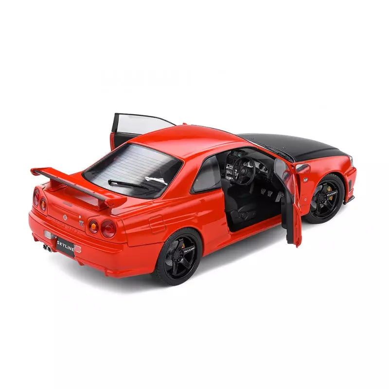 1:18 Scale Solido Nissan Skyline GT-R R34 Diecast Model Car - Active Red - Collectible Sports Car for Display & Racing Enthusiasts - Perfect for Home Decor, Office Display & Car Collection Showcase