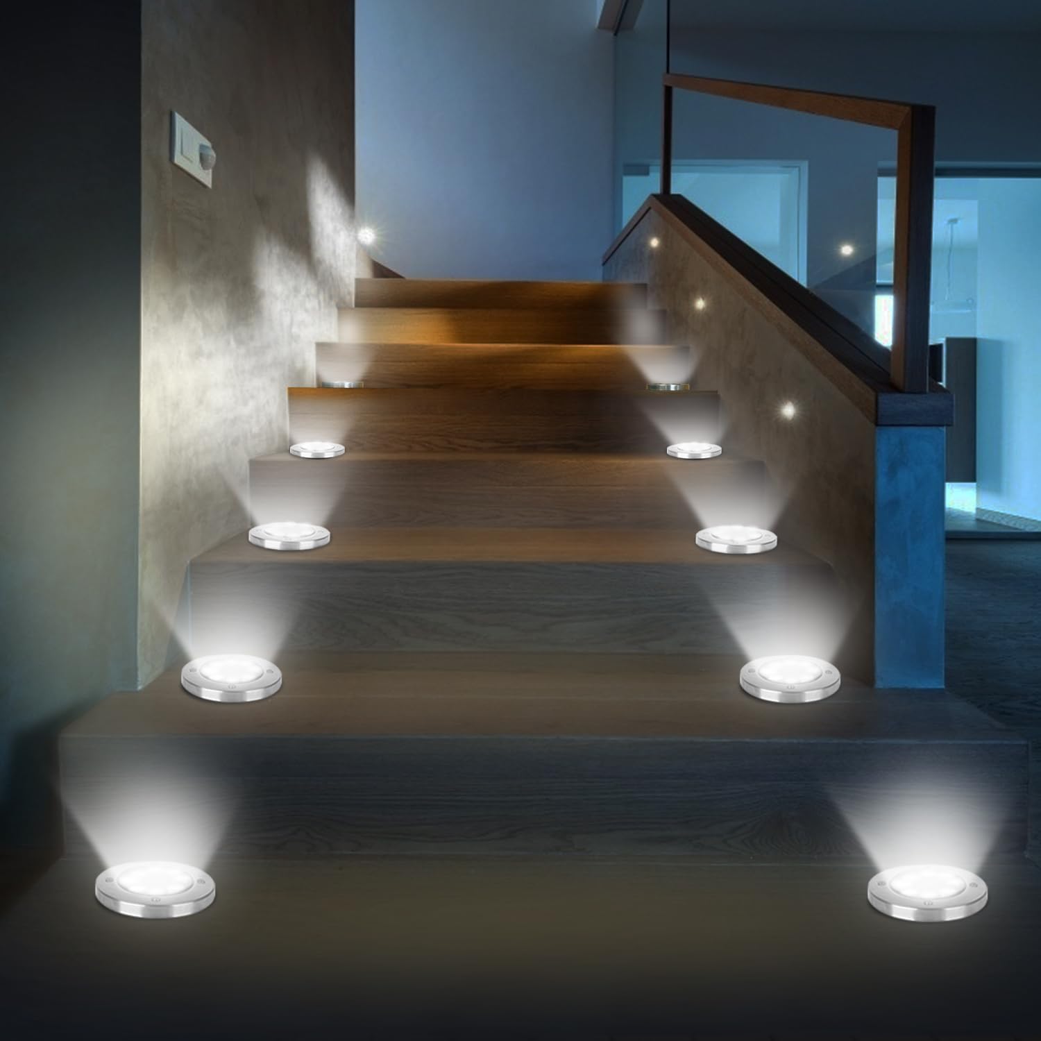 12 Pack Solar Lights Outdoor Waterproof - 12 LED Bright Solar Ground Lights for Garden, Pathway, Walkway, Driveway, Patio, Yard, Deck & Lawn Decor - Cold Weather Resistant Solar Landscape Lighting for Outdoor Ambiance & Safety