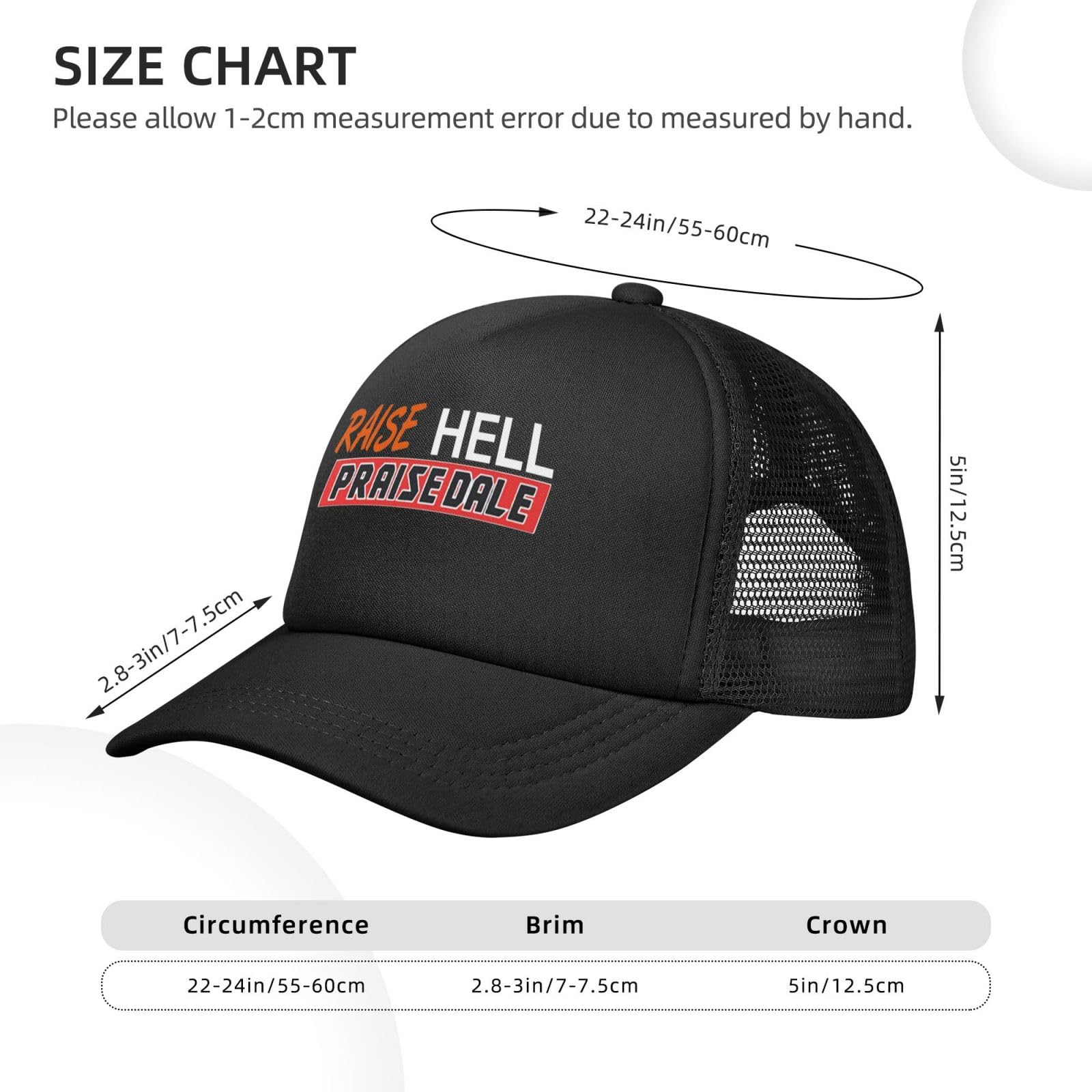 Raise Hell Praise Dale Baseball Cap - Breathable Mesh Adjustable Sun Hat for Men & Women - Stylish Black Visor for Outdoor Sports, Hiking & Casual Wear