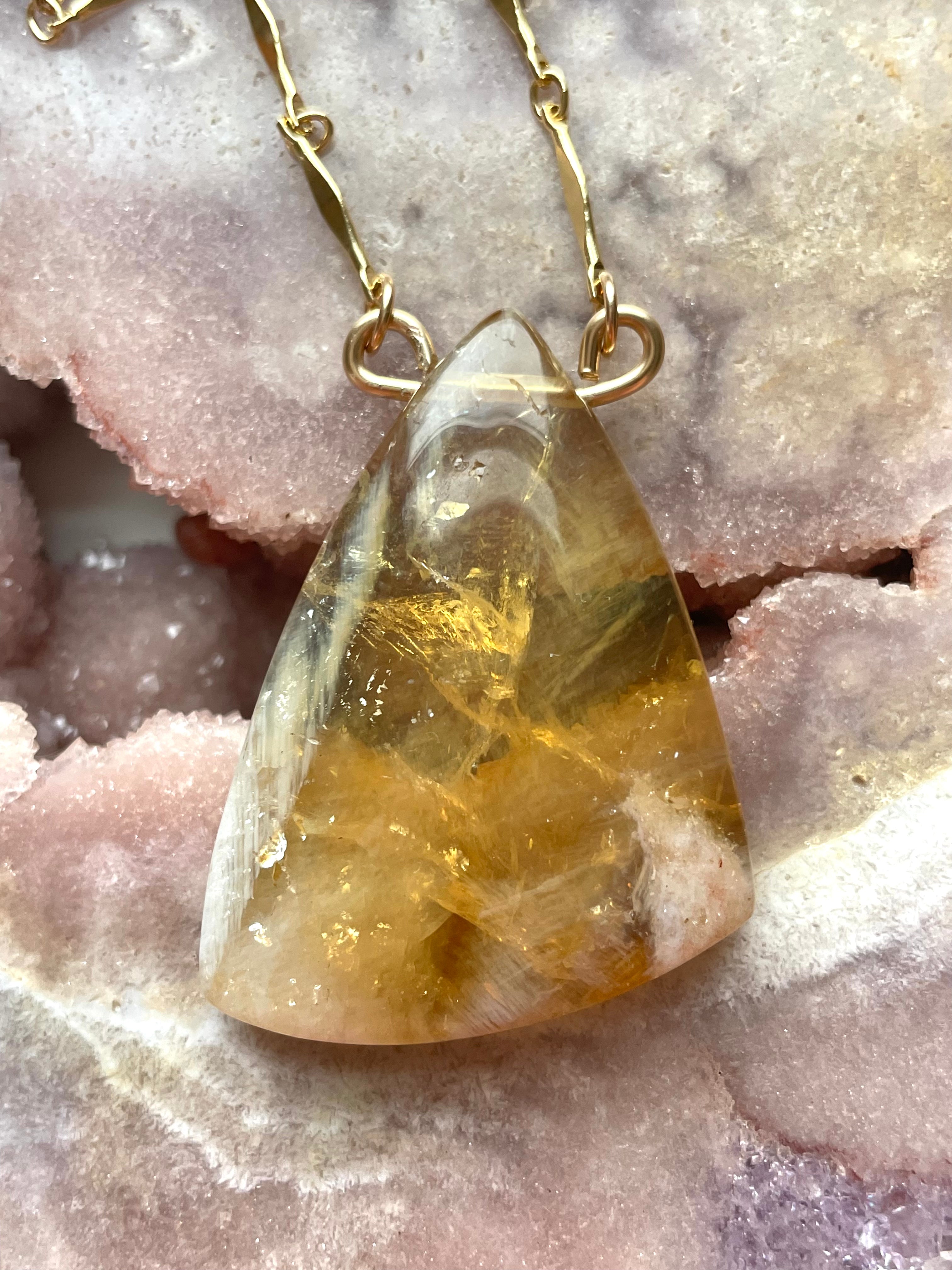 Genuine Yellow Citrine Necklace - 14k Gold Filled Chain - Elegant Chunky Gemstone Jewelry for Women - Perfect for Gifts, Parties & Everyday Wear