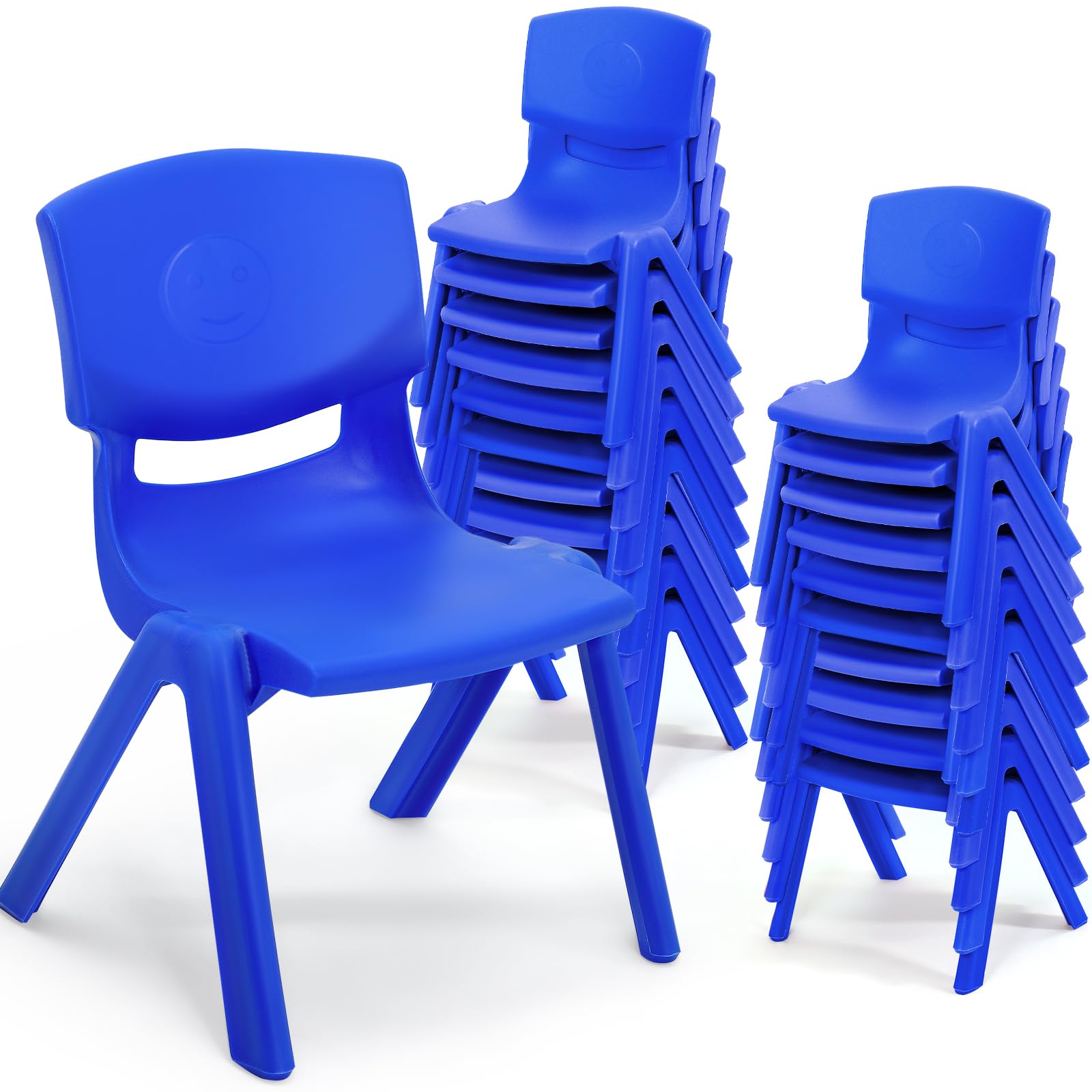 20 Pack Stackable Kids Plastic Chairs for Preschool & Daycare - 10.24 Inch Seat Height Toddler Chairs, Durable Classroom Furniture for School, Playroom, Home & Nursery (Blue) - Perfect for Early Education, Group Activities & Space-Saving Storage
