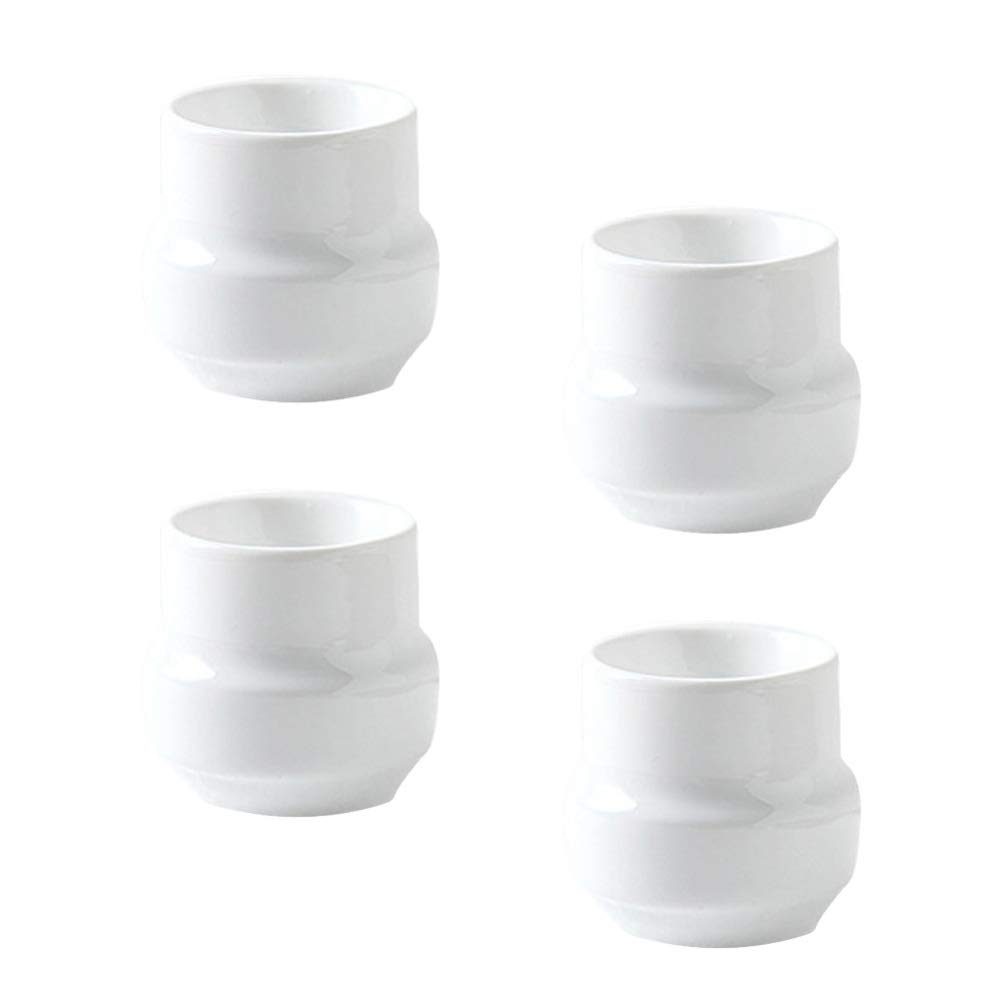 Hemoton 4-Piece Ceramic Egg Plate Set - Porcelain Egg Cups, Breakfast Egg Stand & Storage Rack - White Tableware for Restaurants, Home Dining & Brunch Scenes