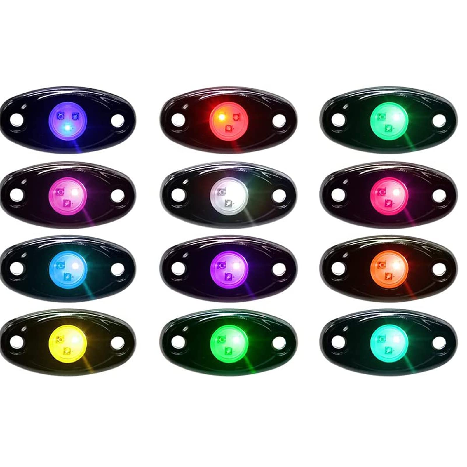 12 Pods RGB LED Rock Lights Kit - Upgraded 210° Wide Angle, APP Control, Timing, Music Sync & Waterproof Underglow Lights for Trucks, SUVs, ATVs - Perfect for Off-Roading, Car Shows & Night Driving
