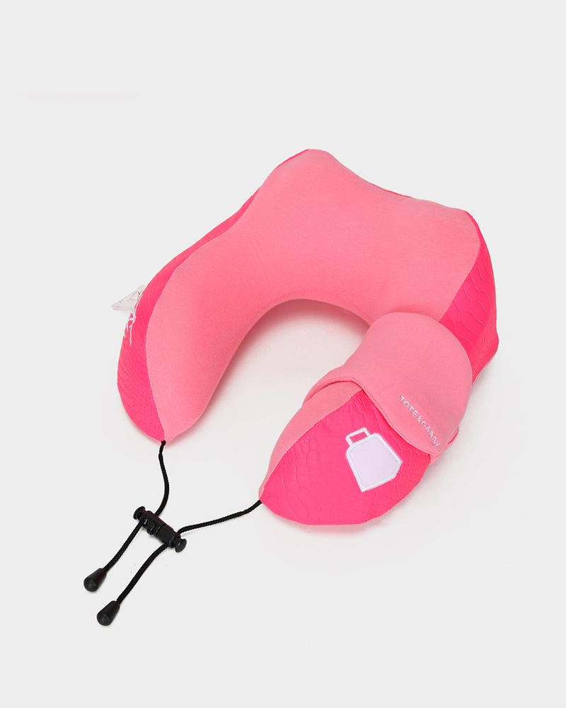 Apollo 1 Neck Pillow & Sleep Mask Set - Soft Travel Pillow for Airplane, Car & Office - Comfortable Eye Mask for Sleeping - Neon Pink - Perfect for Long Flights & Naps