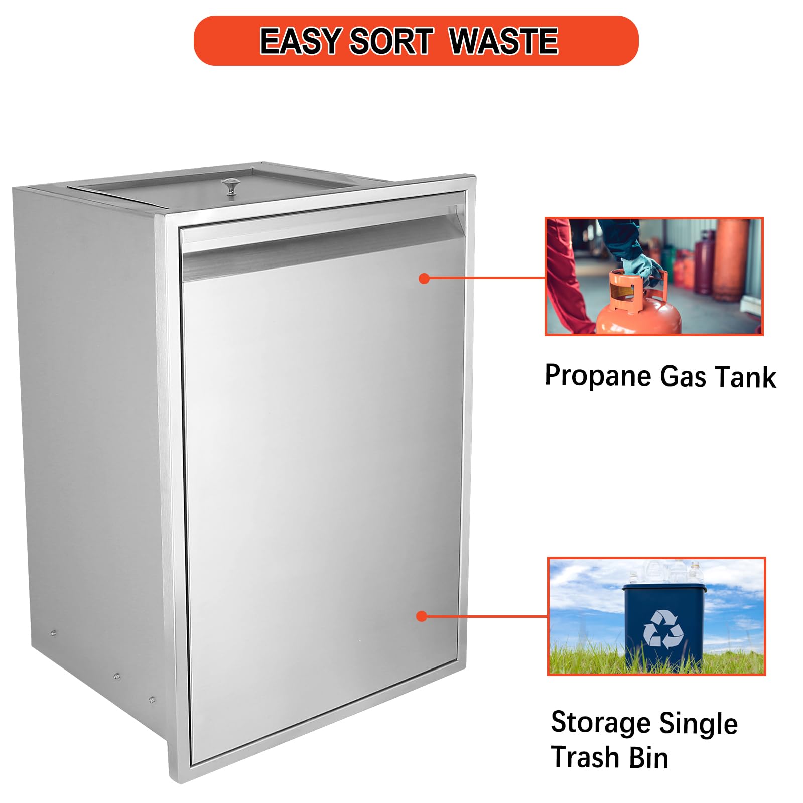 Stainless Steel Pull-Out Trash Drawer - 19