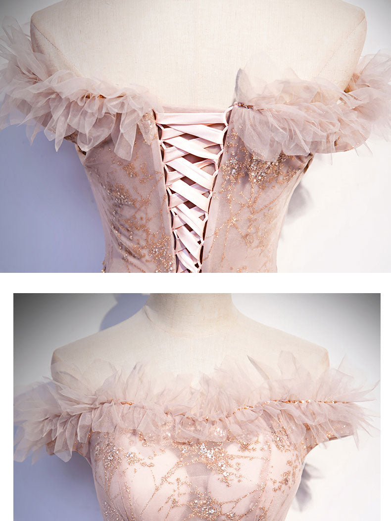 Elegant Pink Tulle Long Prom Dress - A-Line Formal Graduation Gown for Women | Perfect for Homecoming, Prom Night & Special Occasions