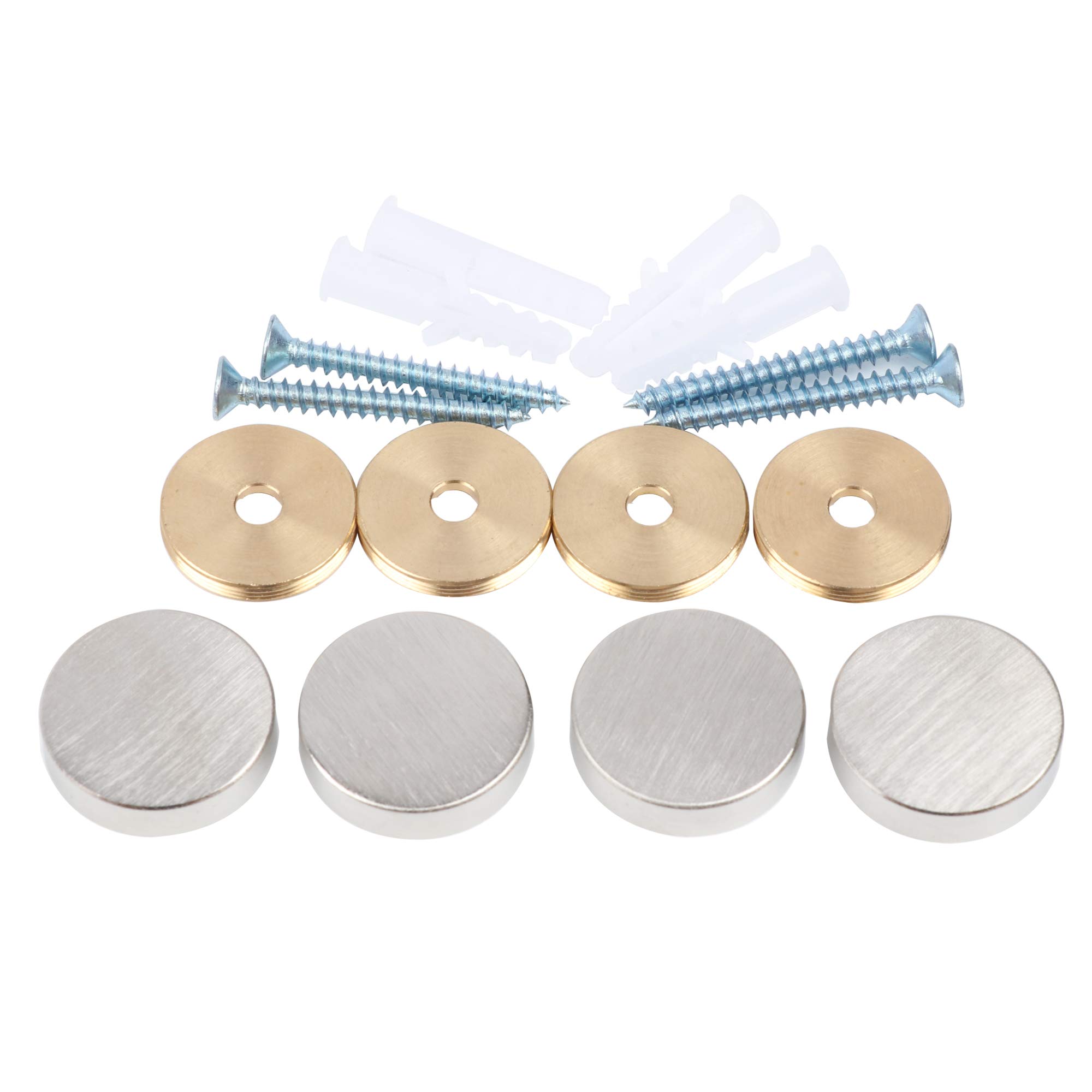 Decorative Brass Mirror Screws with Satin Nickel Finish - 1 Inch Mirror Nails (4 Pack) - Perfect for Framing Mirrors, Wall Art, and DIY Home Decor Projects