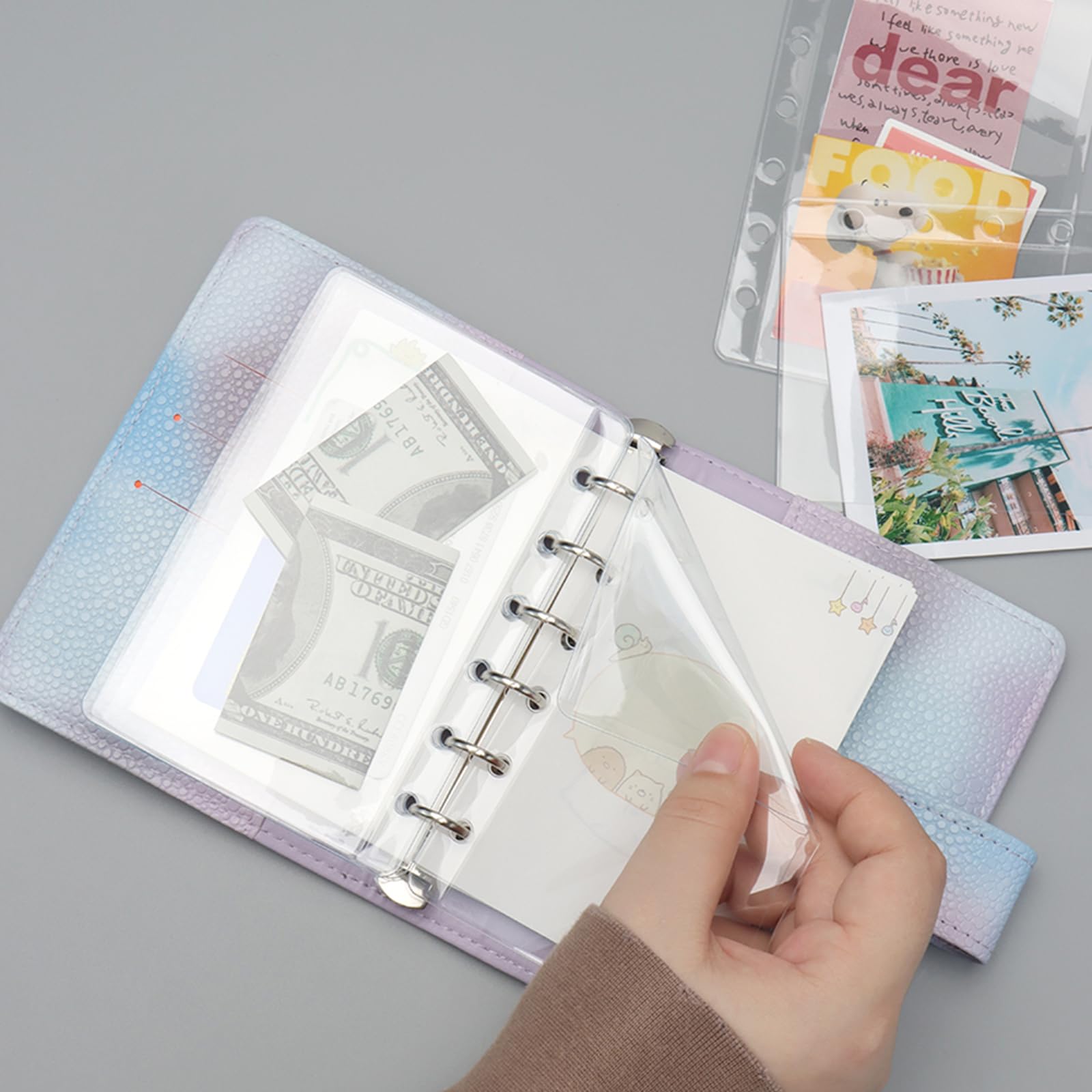 24-Piece A7 Binder Pockets - Clear Zipless Cash Envelopes for Budgeting, 6-Ring Binder Inserts, Sheet Protectors for Organizing Photos, Cards & Bills - Perfect for Home Office, School & Financial Planning