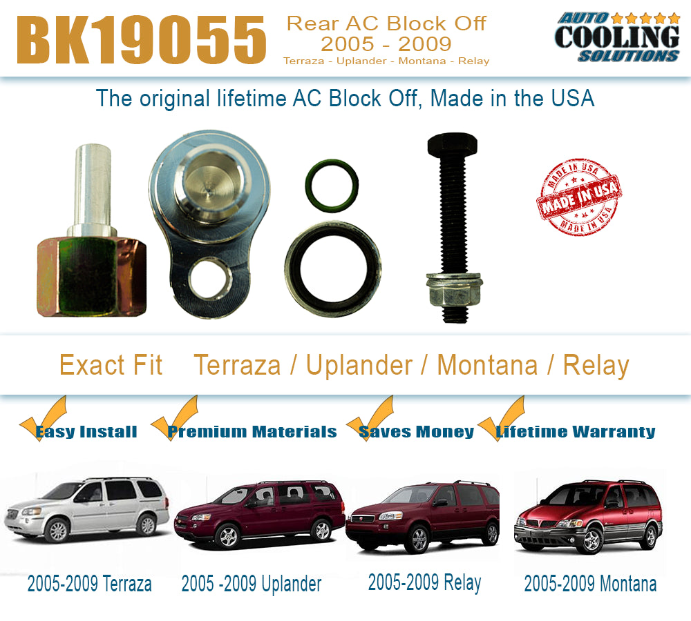 2005-2009 Chevy Uplander, Pontiac Montana, Buick Terraza, Saturn Relay Rear AC Block Off Plate - Improve HVAC Efficiency & Engine Performance for Vans