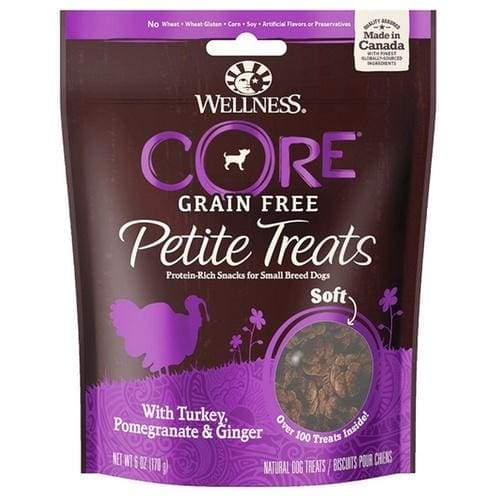 Wellness CORE Petite Treats Soft Mini Bites for Small Dogs - Turkey, Pomegranate & Ginger Flavor - 6oz (170g) - Healthy Training Rewards & Digestive Support for Puppies & Adult Dogs