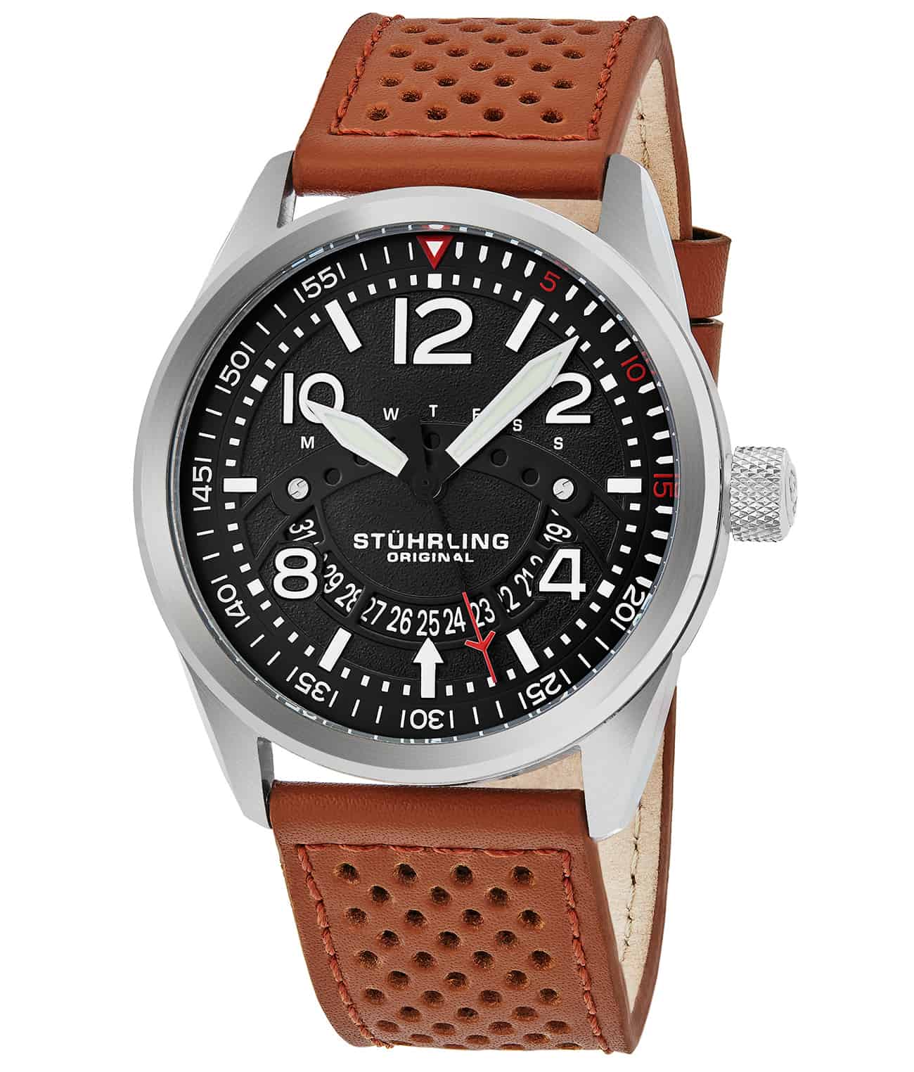 Men's Aviator 448 Quartz 44mm Stainless Steel Watch - Classic Pilot Style for Aviation Enthusiasts & Everyday Wear