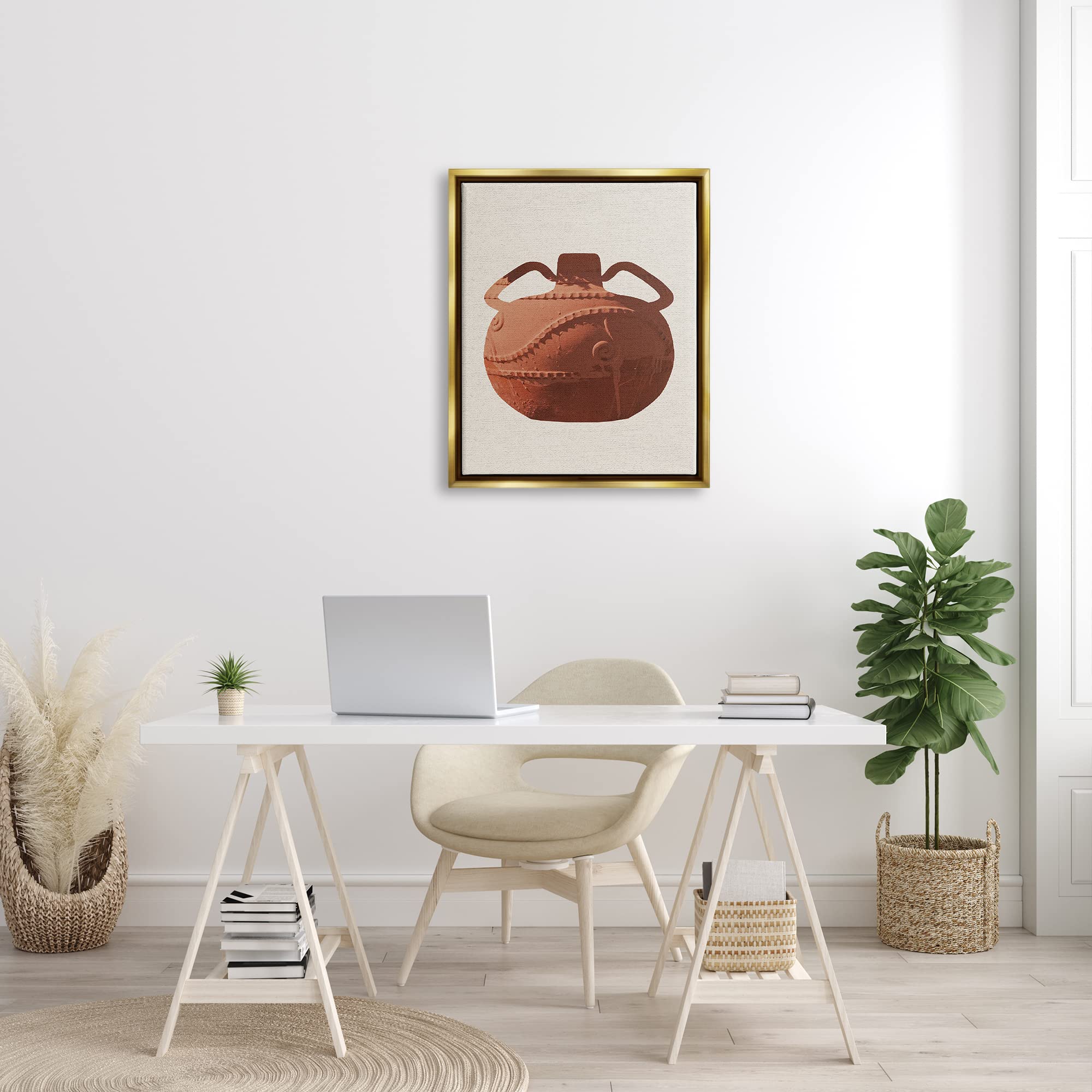 Stupell Industries Ancient Clay Urn - Modern Still Life Brown Pottery Vase - Handcrafted Home Decor by Daphne Polselli - Perfect for Living Room, Dining Table & Office Decoration