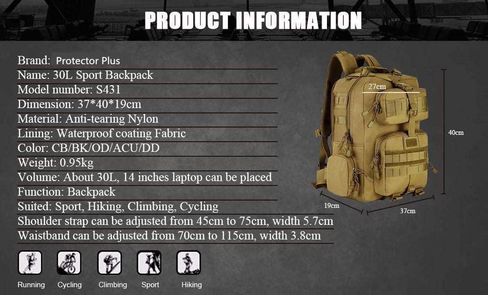 30L Tactical Military Backpack - Waterproof Nylon Rucksack for Hiking, Camping & Outdoor Adventures | Multi-Purpose Travel Pack with MOLLE System & Laptop Compartment