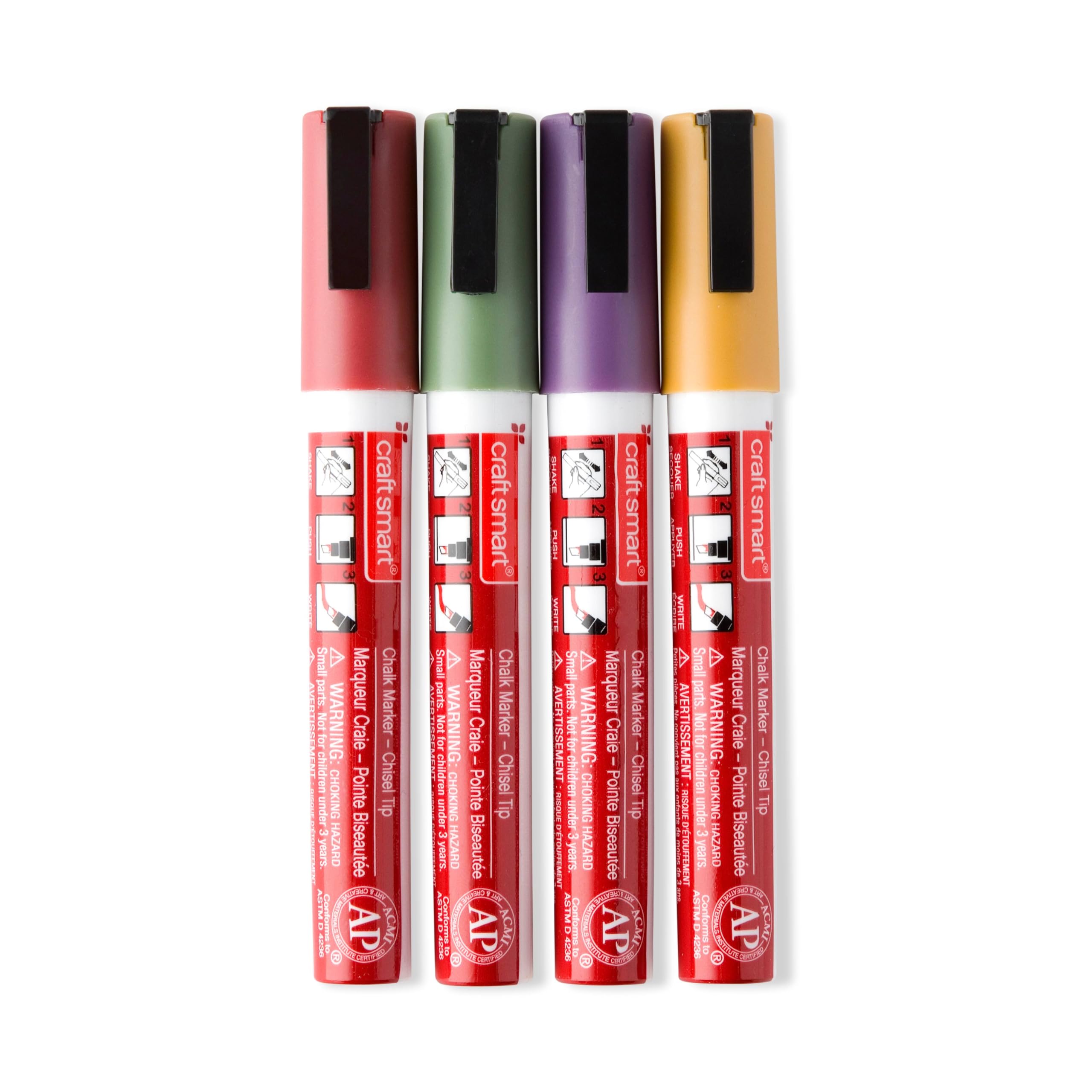 Vibrant Chalk Marker Set - 4 Pack Wet Erase Markers for Chalkboards, Windows & Signs | Craft Smart® Non-Toxic & Erasable | Perfect for Restaurants, Classrooms & DIY Crafts
