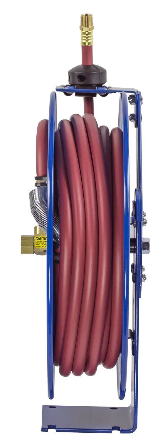 Heavy-Duty Self-Retracting Air Water Hose Reel 1/2 Inch ID 50 Feet - Ideal for Industrial Workshops, Car Washes, and Construction Sites