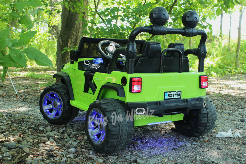 Jeep Wrangler 12V Ride On Car for Kids - 2 Seater Electric Toy Vehicle in Lime Green - Perfect for Outdoor Play & Backyard Adventures