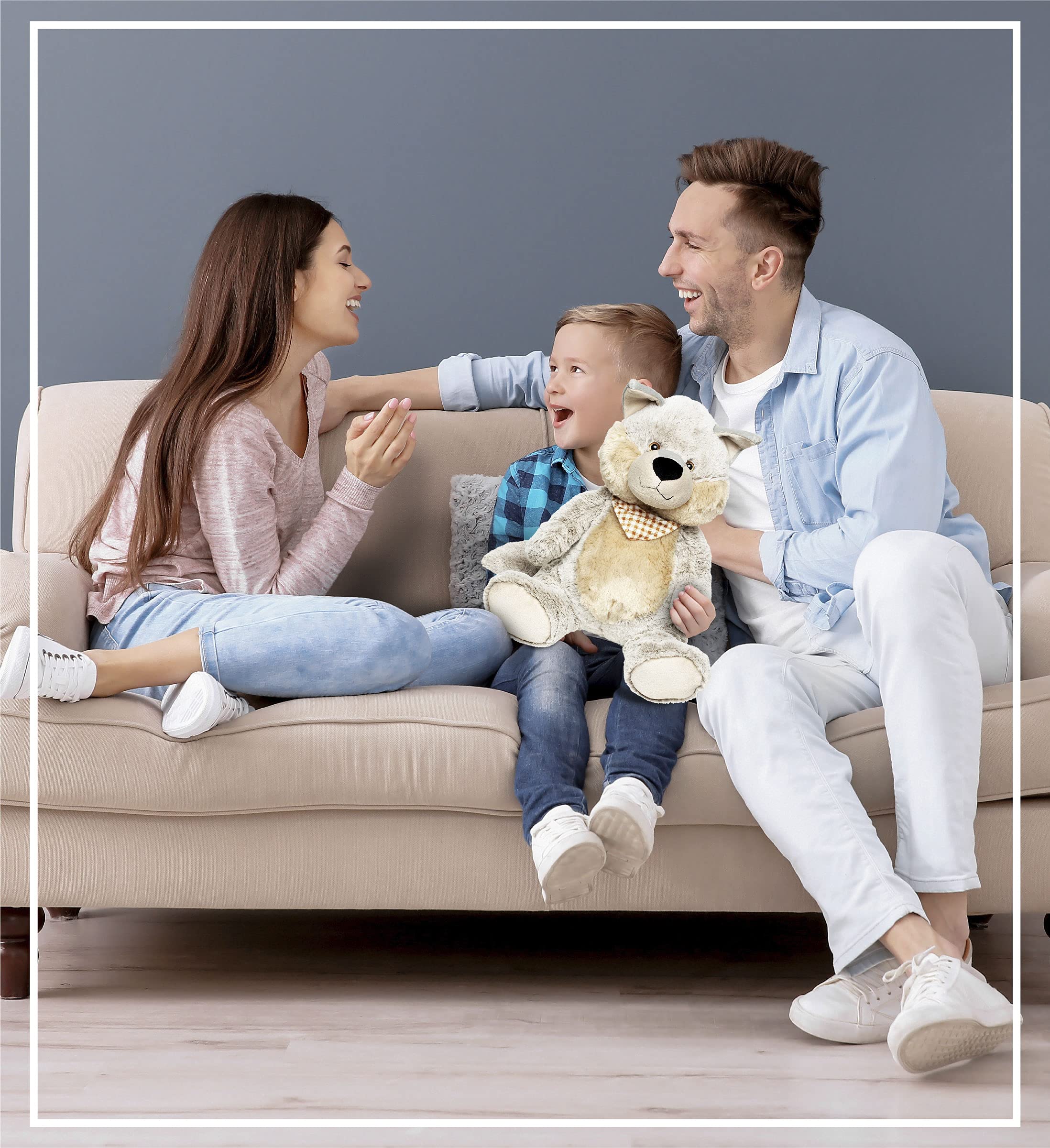 Puzzled DolliBu Plush Wolf Stuffed Animal Pillow - 17 Inch Super Soft Jumbo Hugging Plush for Kids & Toddlers | Cozy Nap Buddy, Floor Pillow & Cuddly Companion for Bedtime, Playtime & Nursery Decor