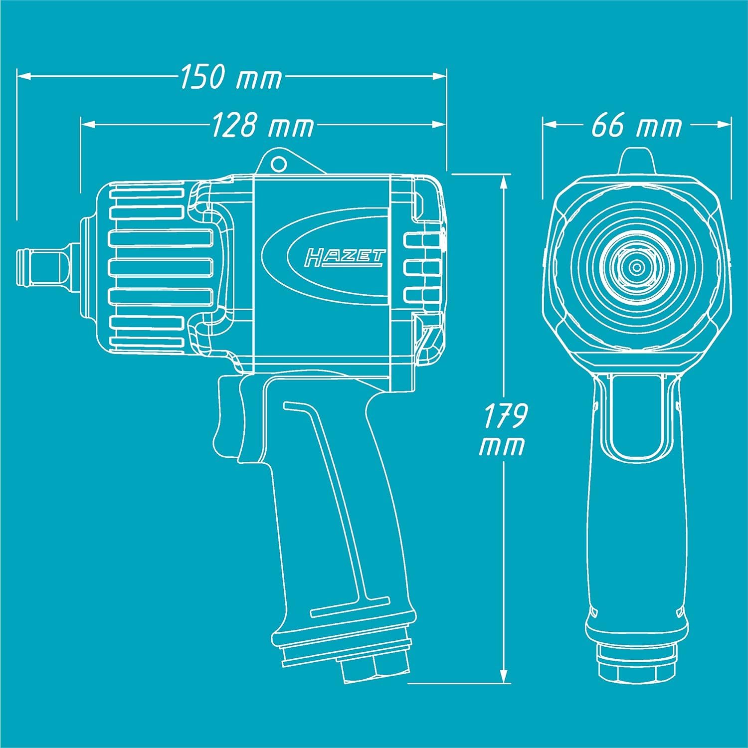 HAZET 9012TT High-Performance 1/2 Inch Impact Wrench - 1622 ft-lbs Max Torque, 2200 Nm, Compact & Lightweight Twin-Turbo Design for Automotive Repair, Tire Changes & Heavy-Duty Mechanical Work