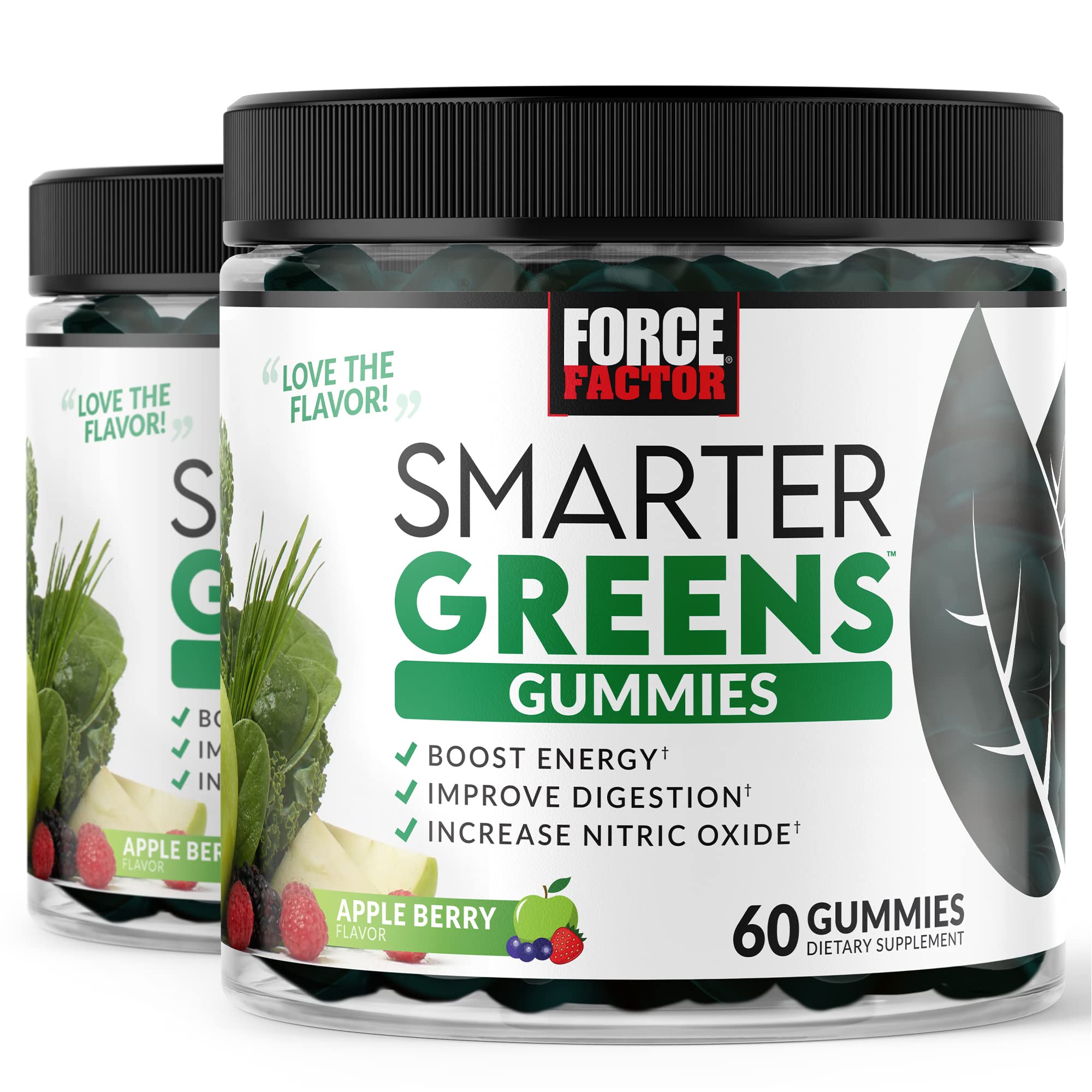 Smarter Greens Gummies - 2 Pack | Superfood & Probiotic Supplement with Antioxidants, Prebiotic Fiber | Supports Digestion, Boosts Energy & Nitric Oxide Levels | Force Factor Formula (120 Gummies) - Perfect for Daily Wellness & Active Lifestyles
