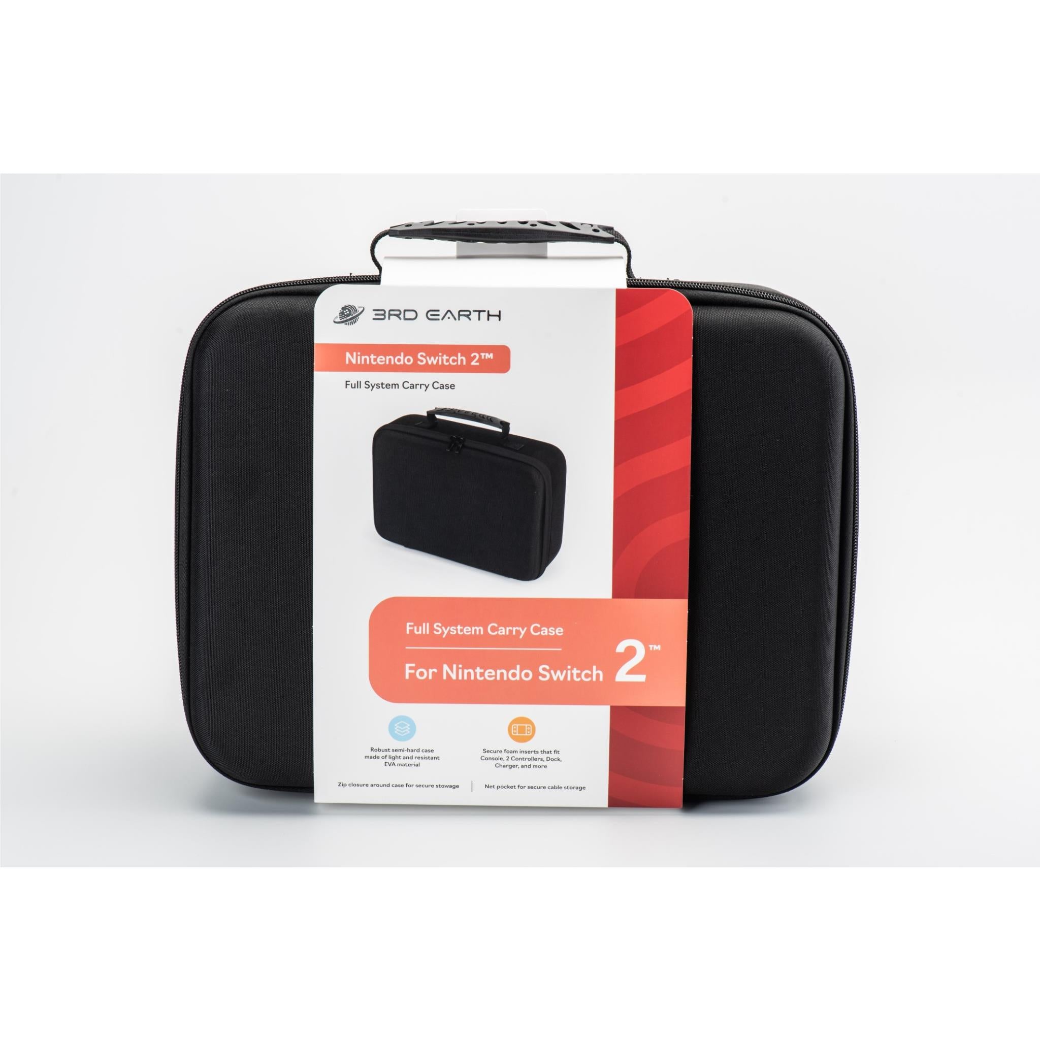 3rd Earth Black Full Protection Carrying Case for Nintendo Switch 2™ - Durable Travel Case with Game Storage for On-the-Go Gaming