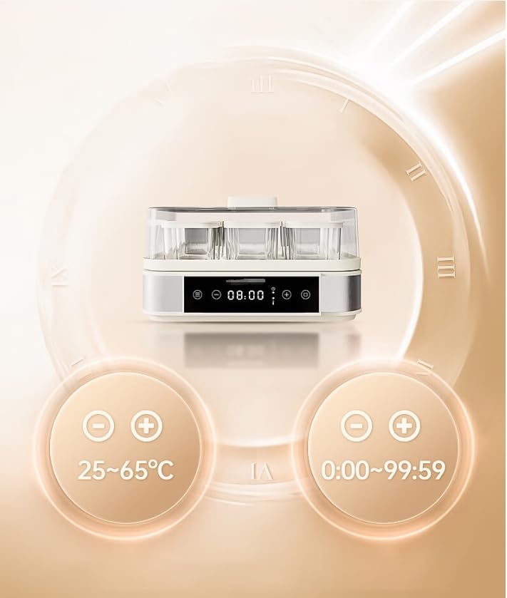 Probiotic Yogurt Maker with Adjustable Temperature & Timer - 9 Glass Jars with Lids - Live Cultures for Gut Health - Ideal Kitchen Appliance for Homemade Yogurt, Smoothies & Healthy Breakfasts - Perfect Gift for Men & Women